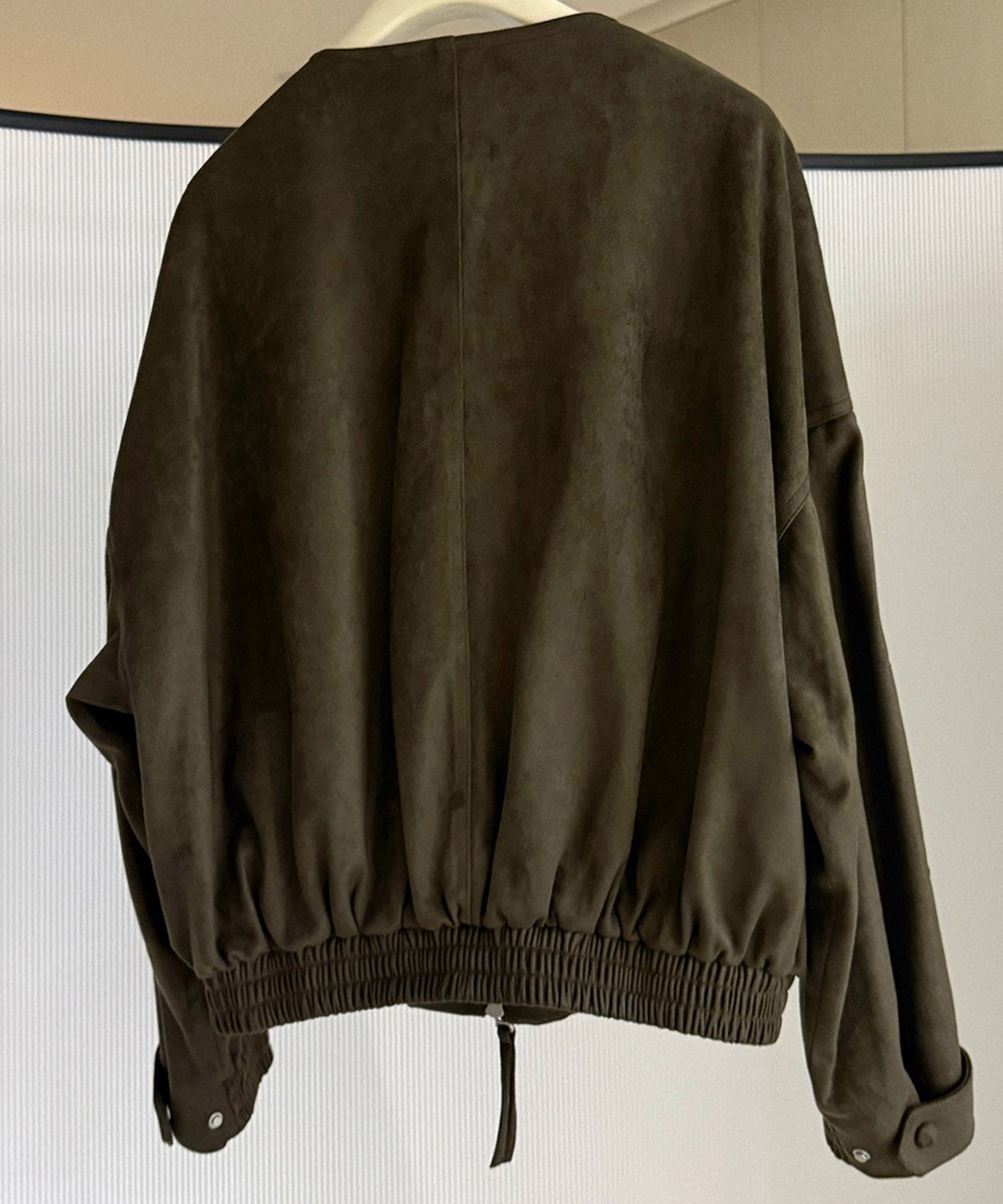 スエードライクノーカラーブルゾン