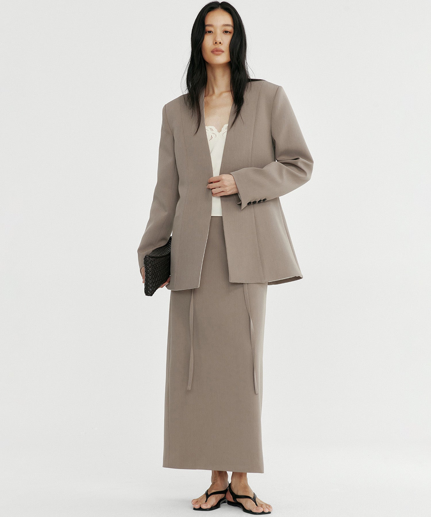 ワンボタン ノーカラージャケット