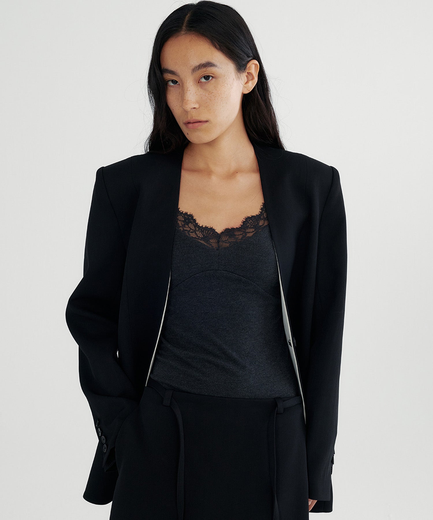 ワンボタン ノーカラージャケット