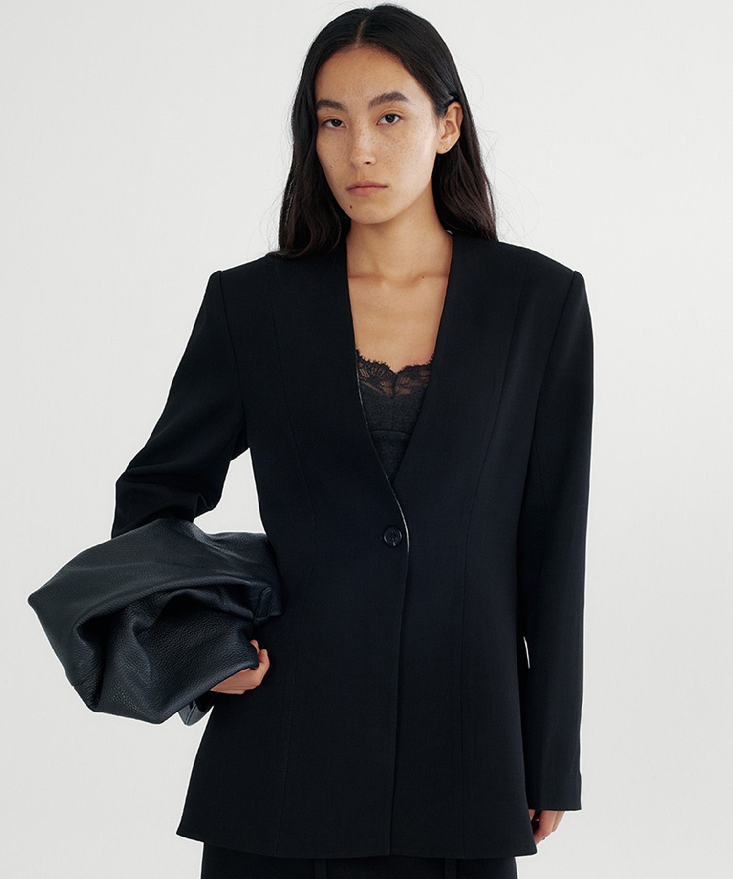 ワンボタン ノーカラージャケット