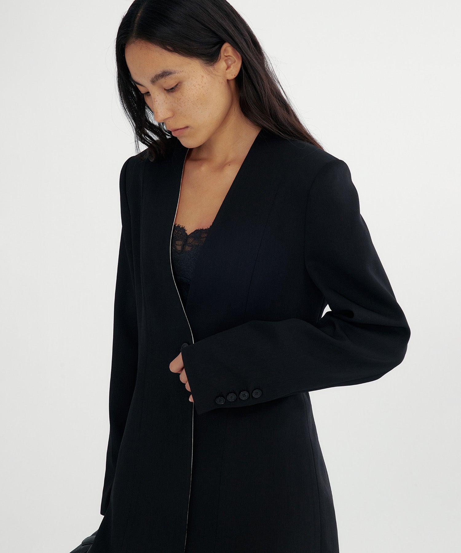 ワンボタン ノーカラージャケット