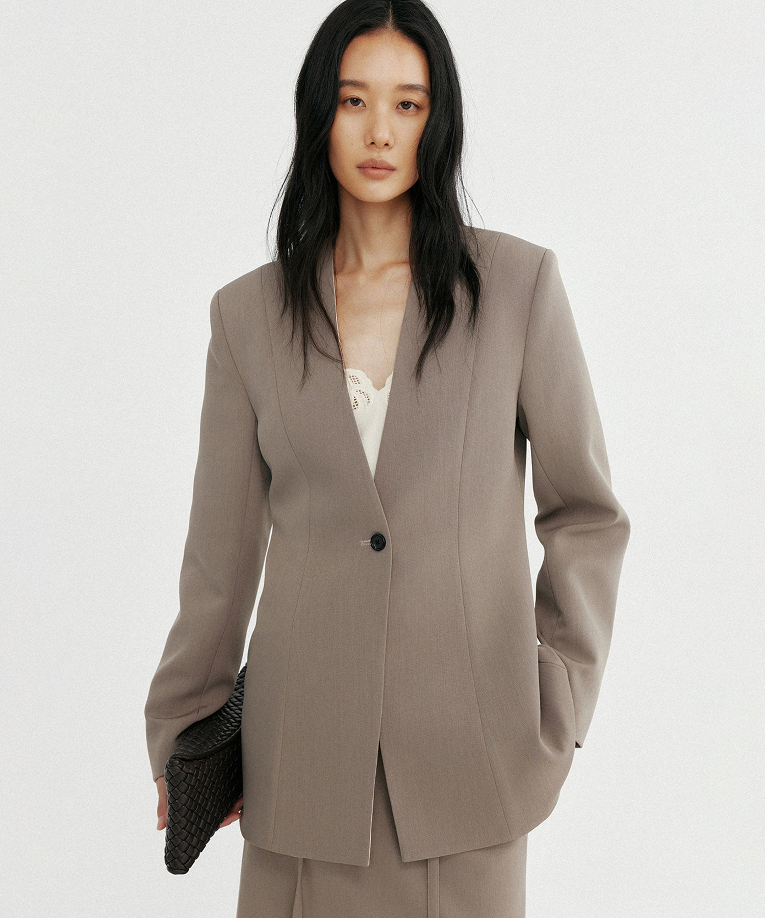 ワンボタン ノーカラージャケット