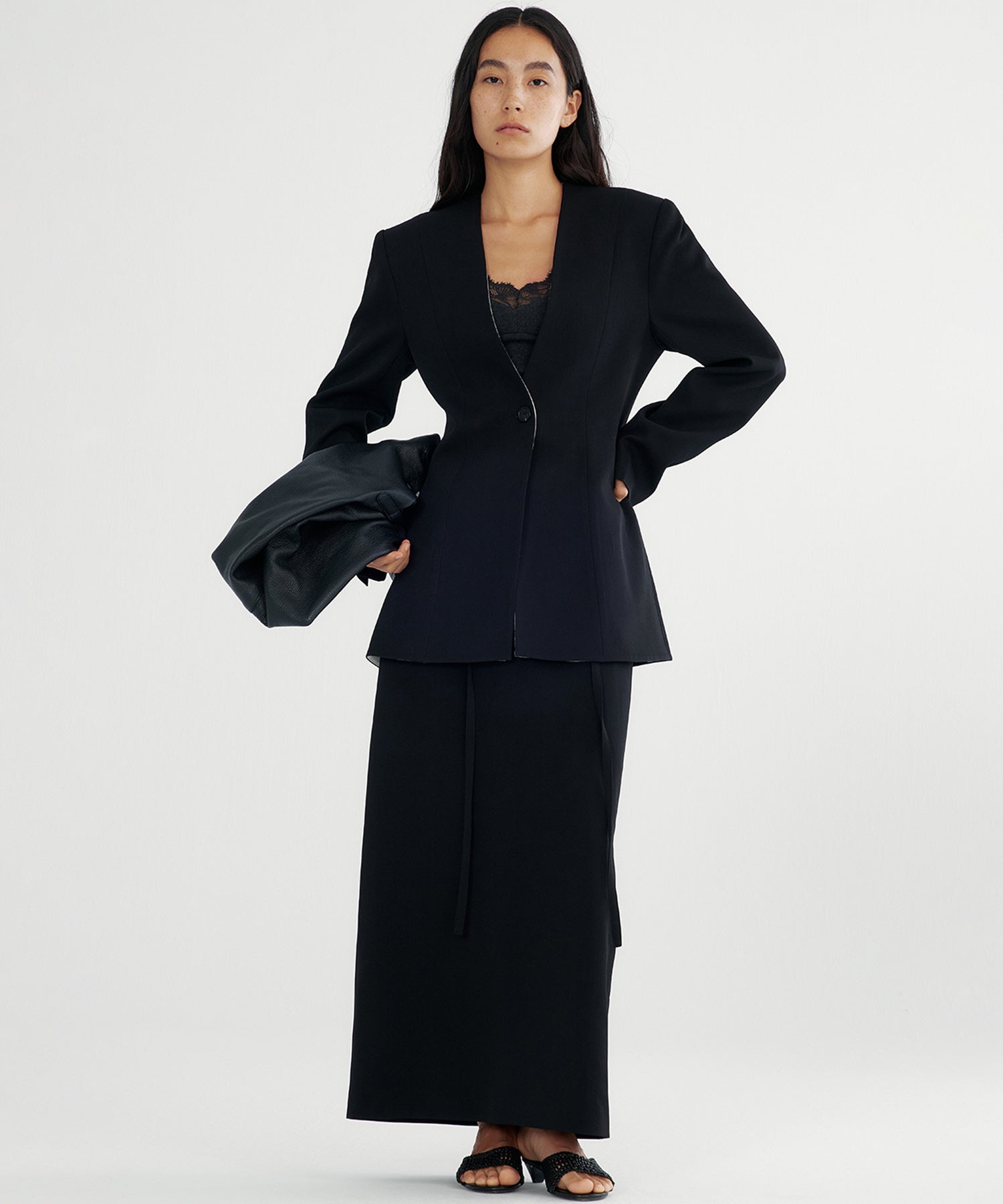 ワンボタン ノーカラージャケット