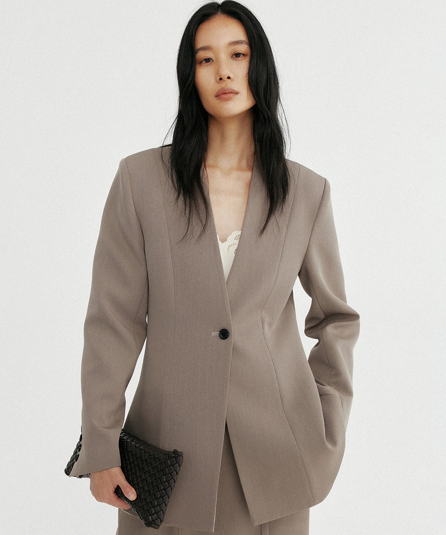 ワンボタン ノーカラージャケット