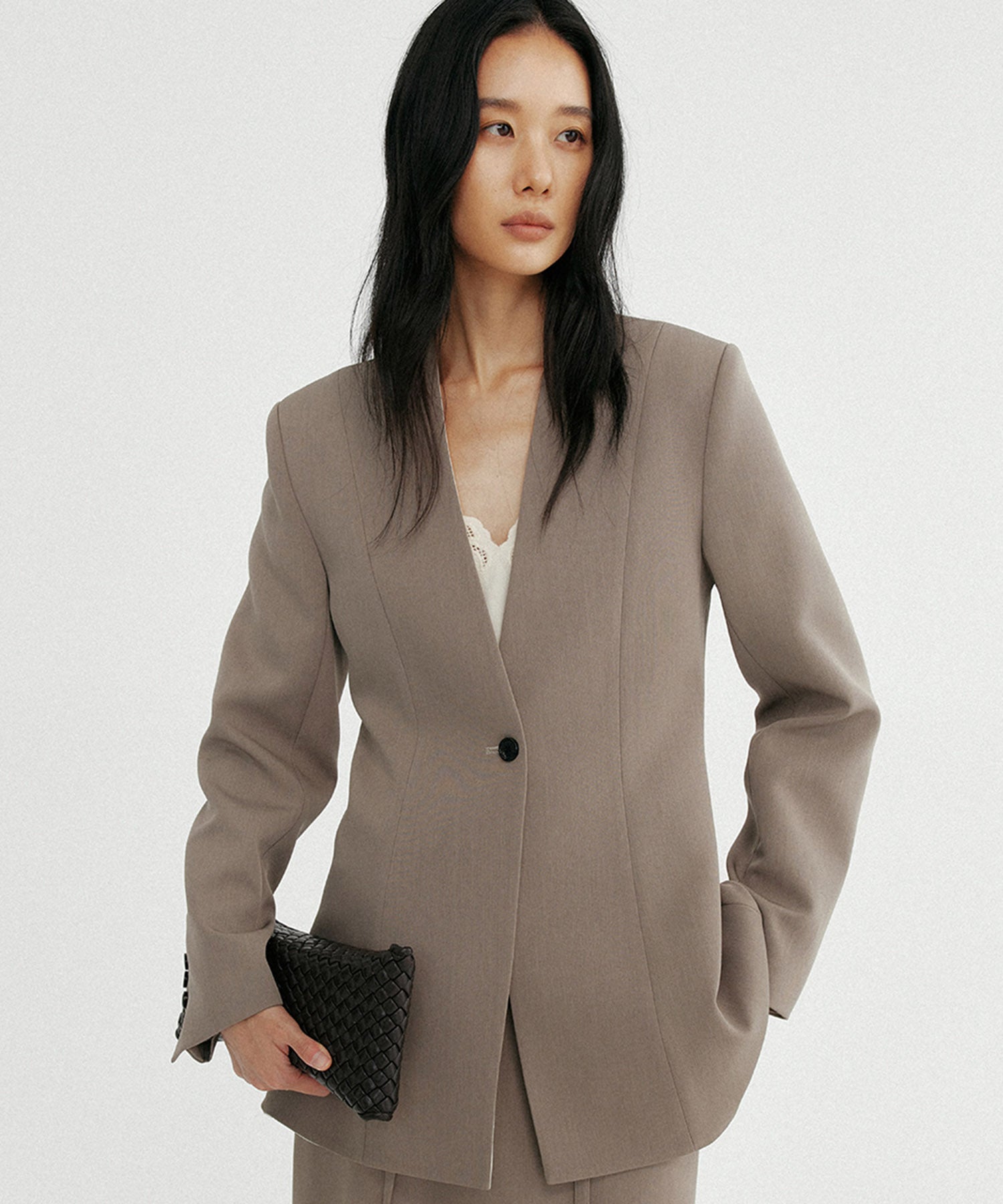 ワンボタン ノーカラージャケット