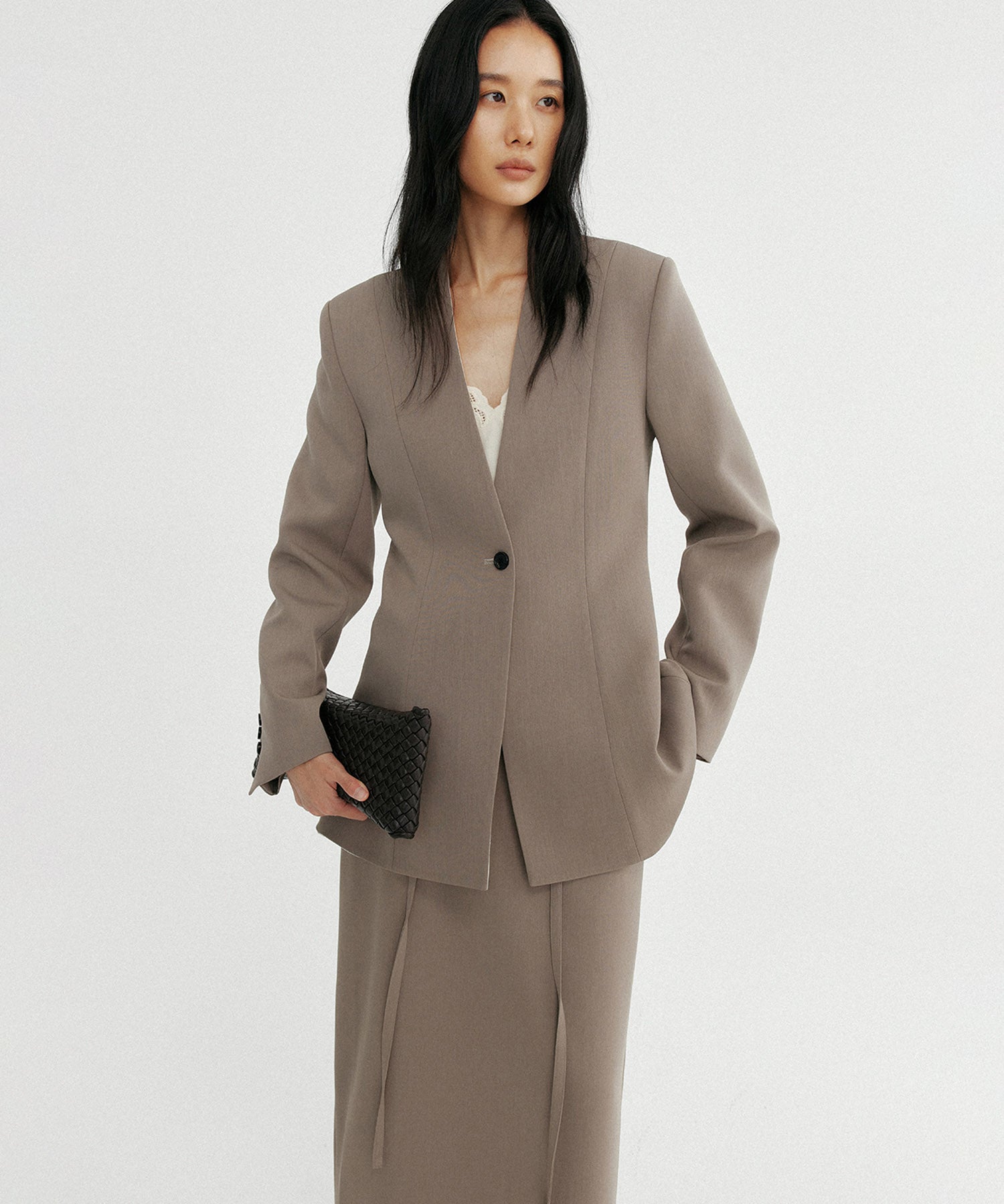 ワンボタン ノーカラージャケット