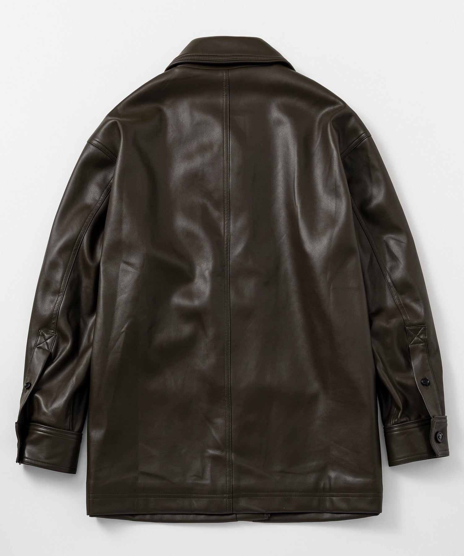 オープンカラーレザーライクジャケット