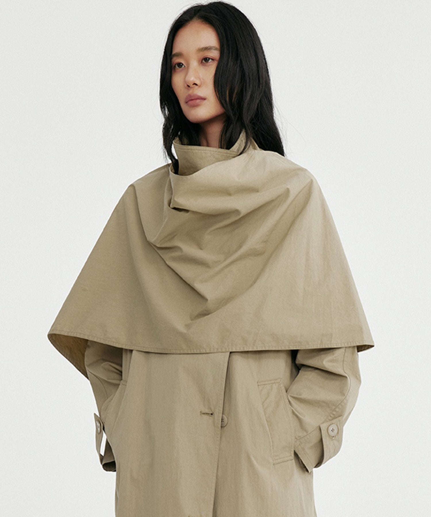 オーバーラップスタンドカラーコート