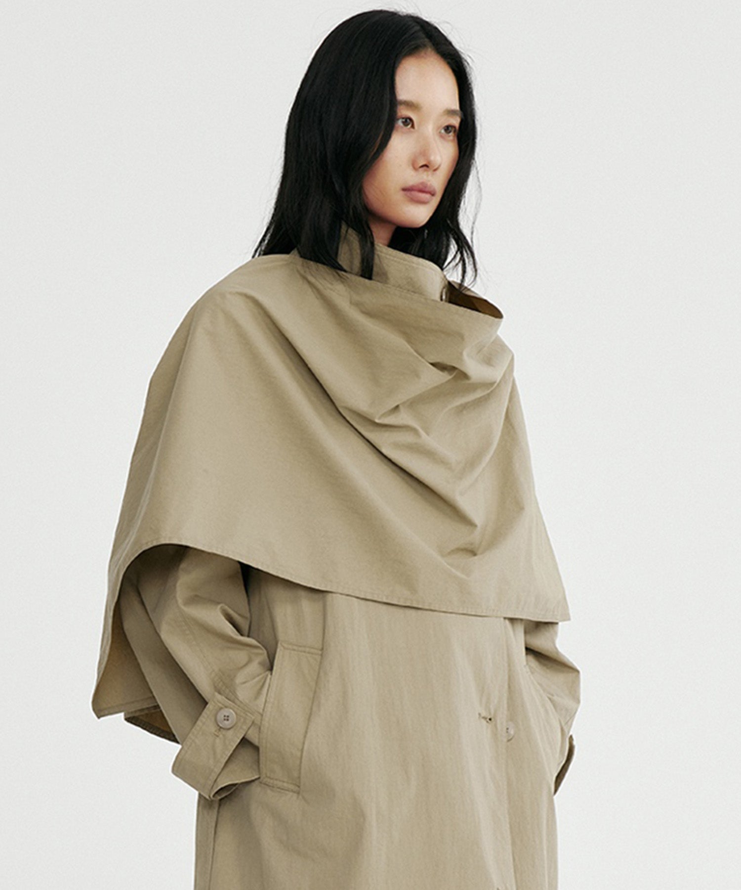 オーバーラップスタンドカラーコート