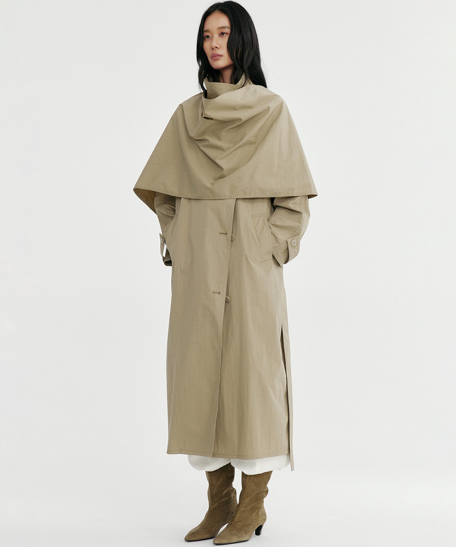 オーバーラップスタンドカラーコート