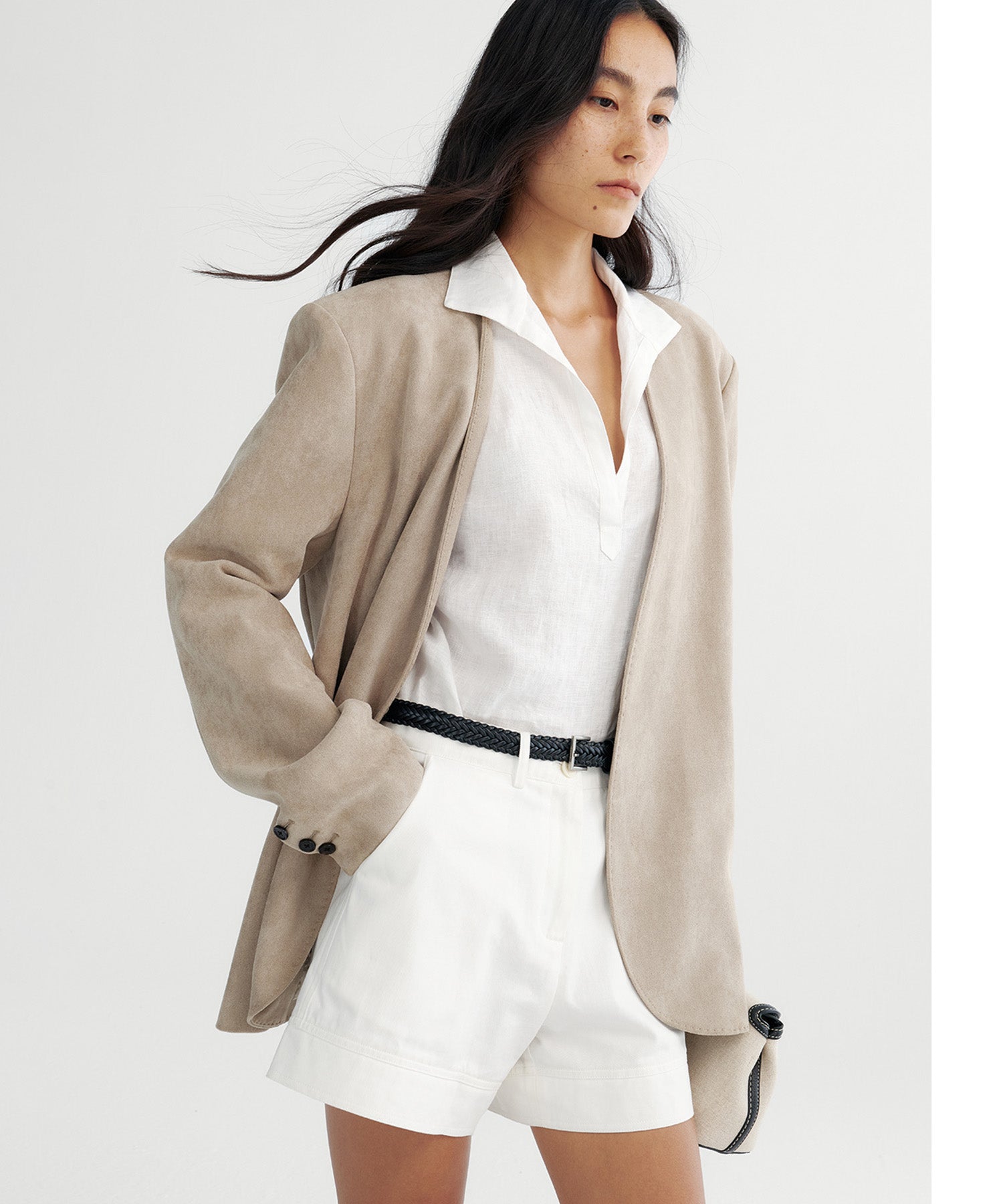 【12月上旬お届け予約商品】スエードタッチノーカラージャケット