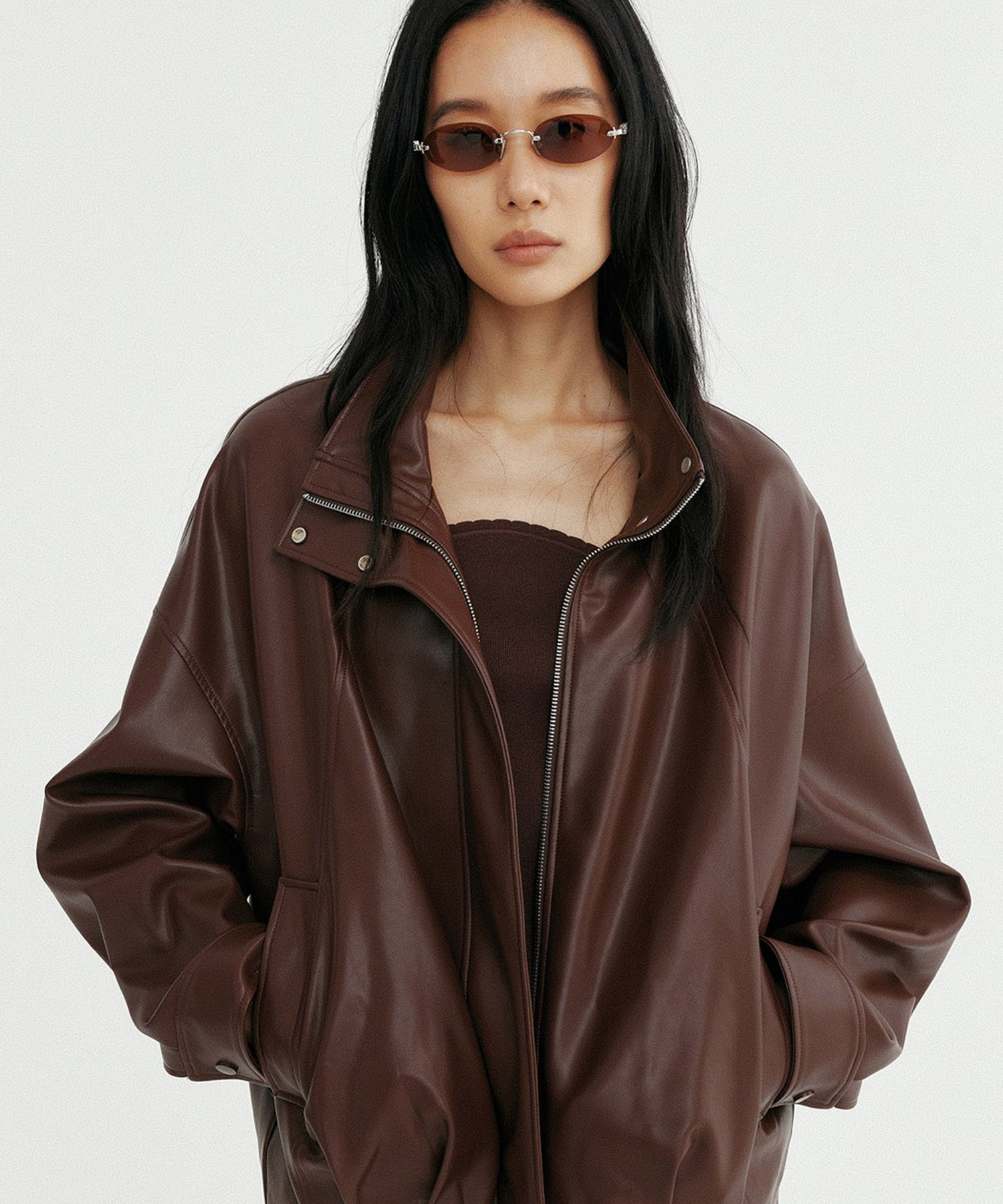 【12月上旬お届け予約商品】スタンドカラーレザージャケット