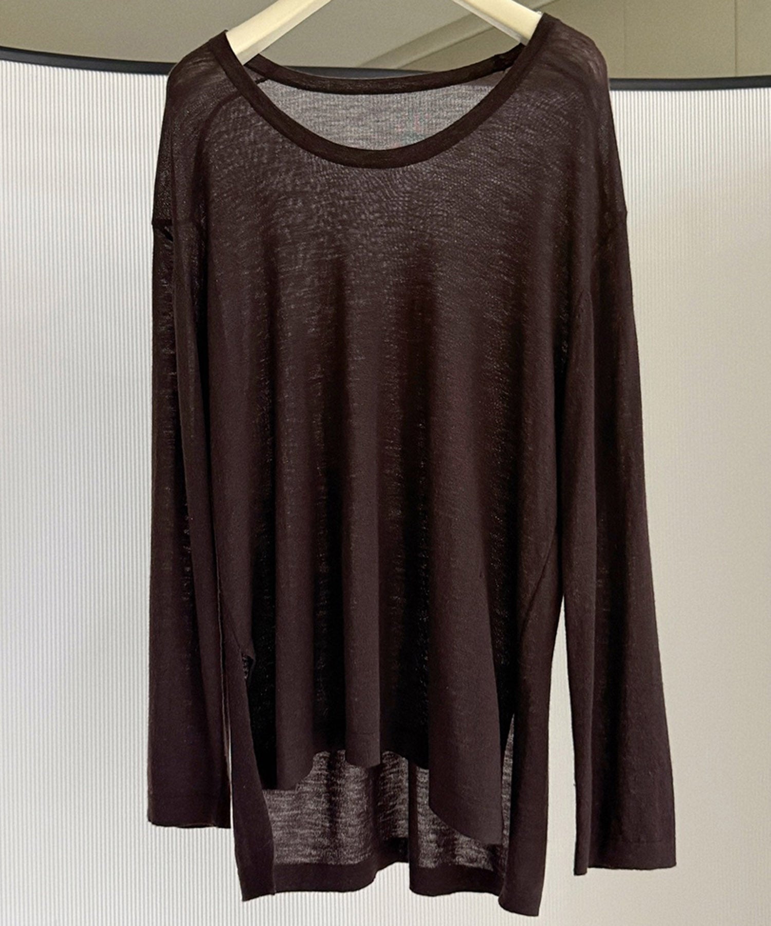 Uネック ウールニットプルオーバー