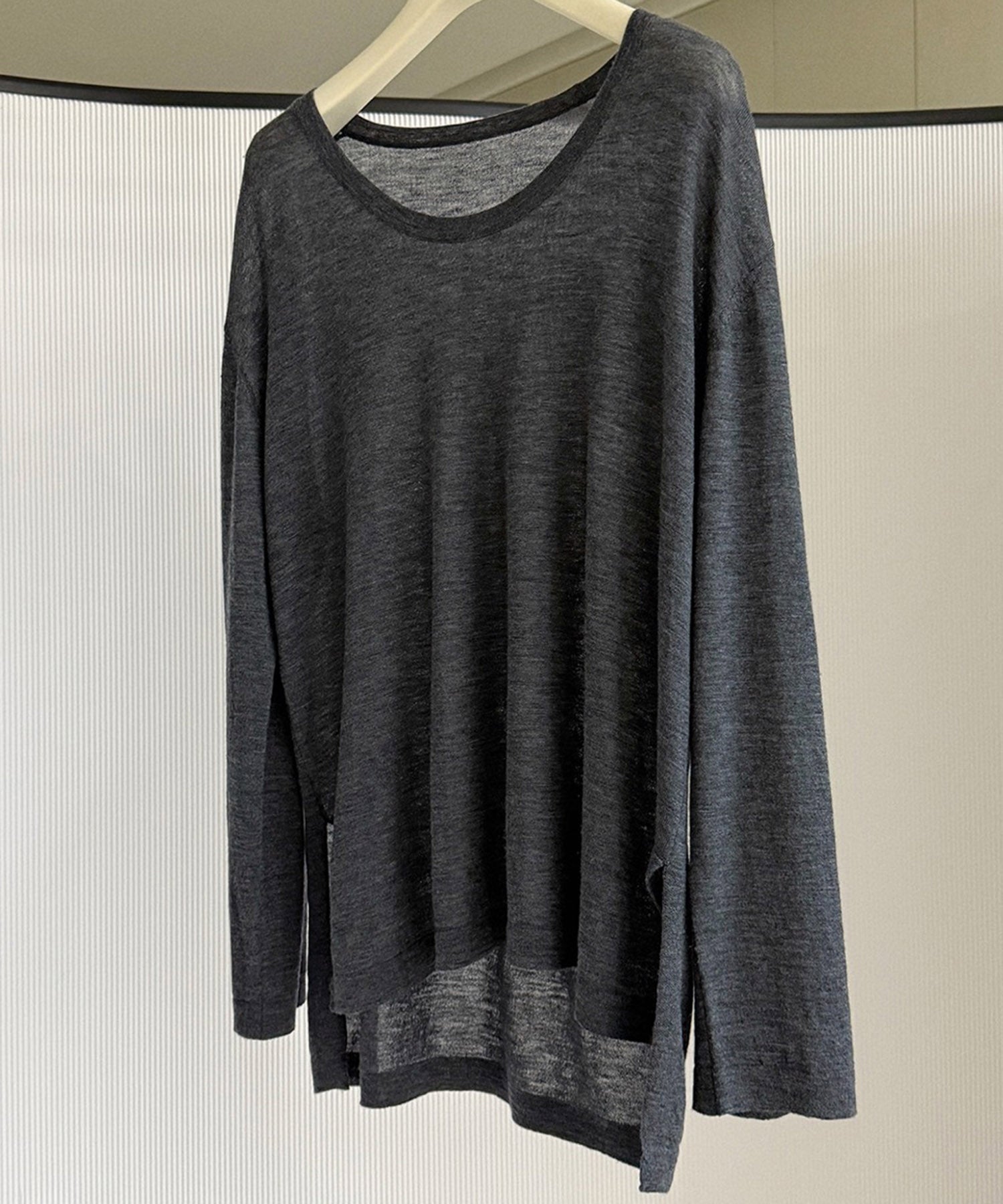 Uネック ウールニットプルオーバー