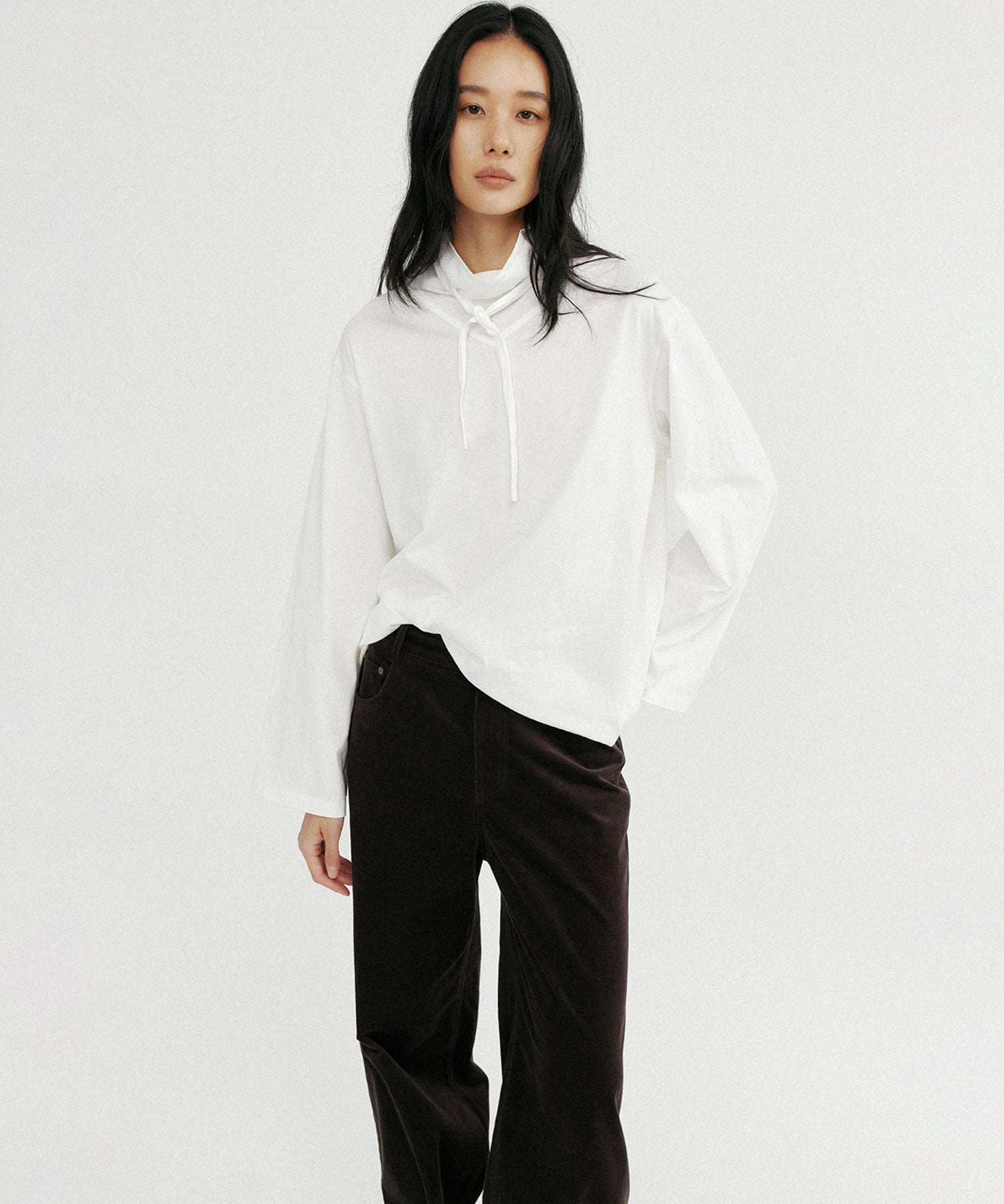 リボンカラープルオーバーカットソー