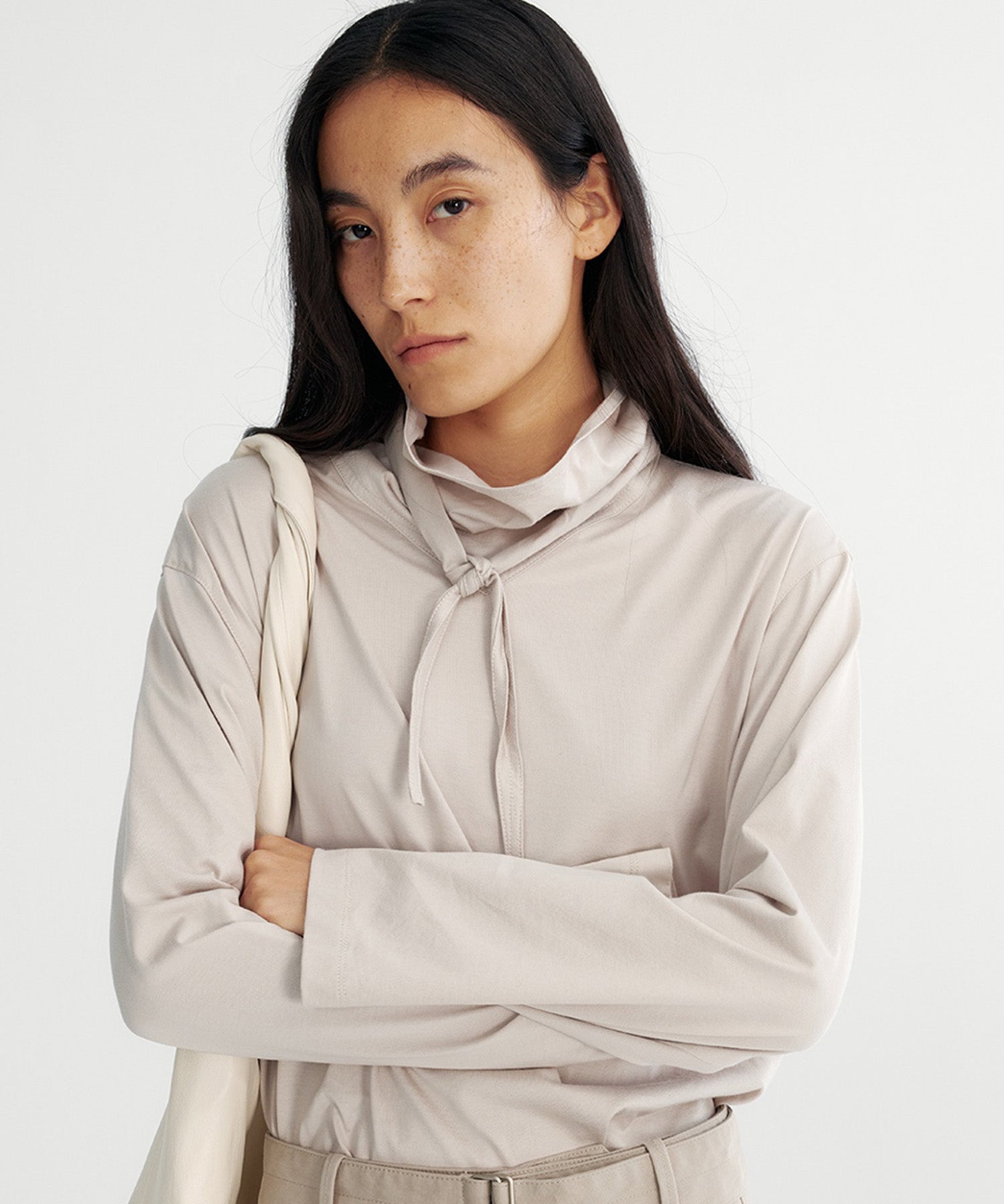 リボンカラープルオーバーカットソー