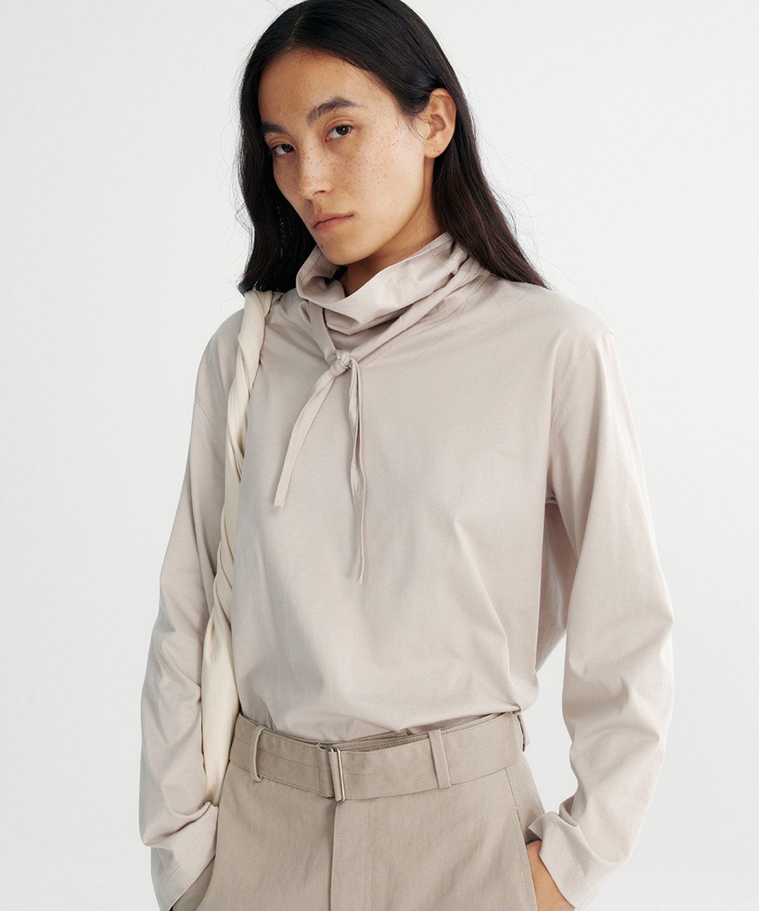 リボンカラープルオーバーカットソー