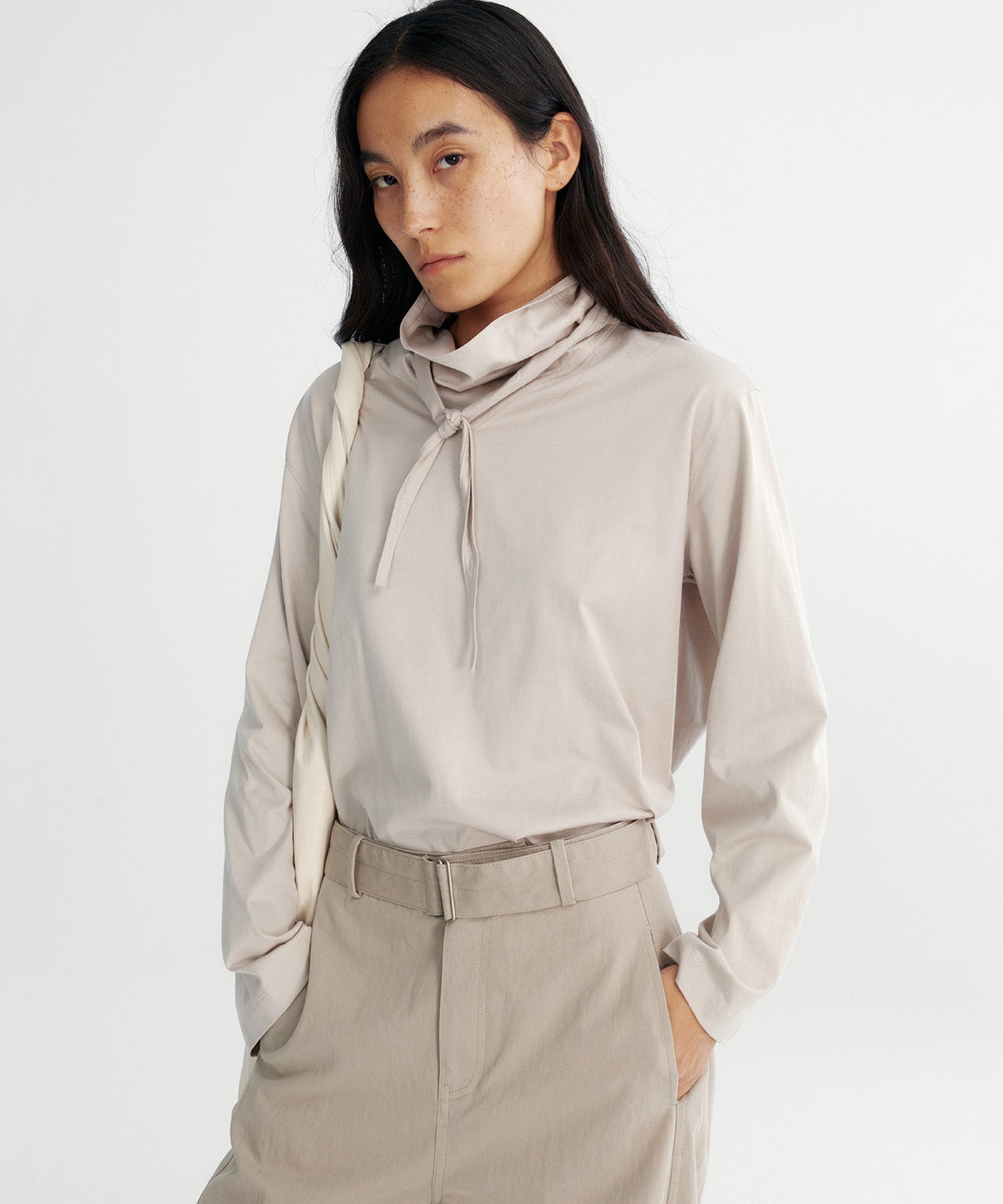 リボンカラープルオーバーカットソー