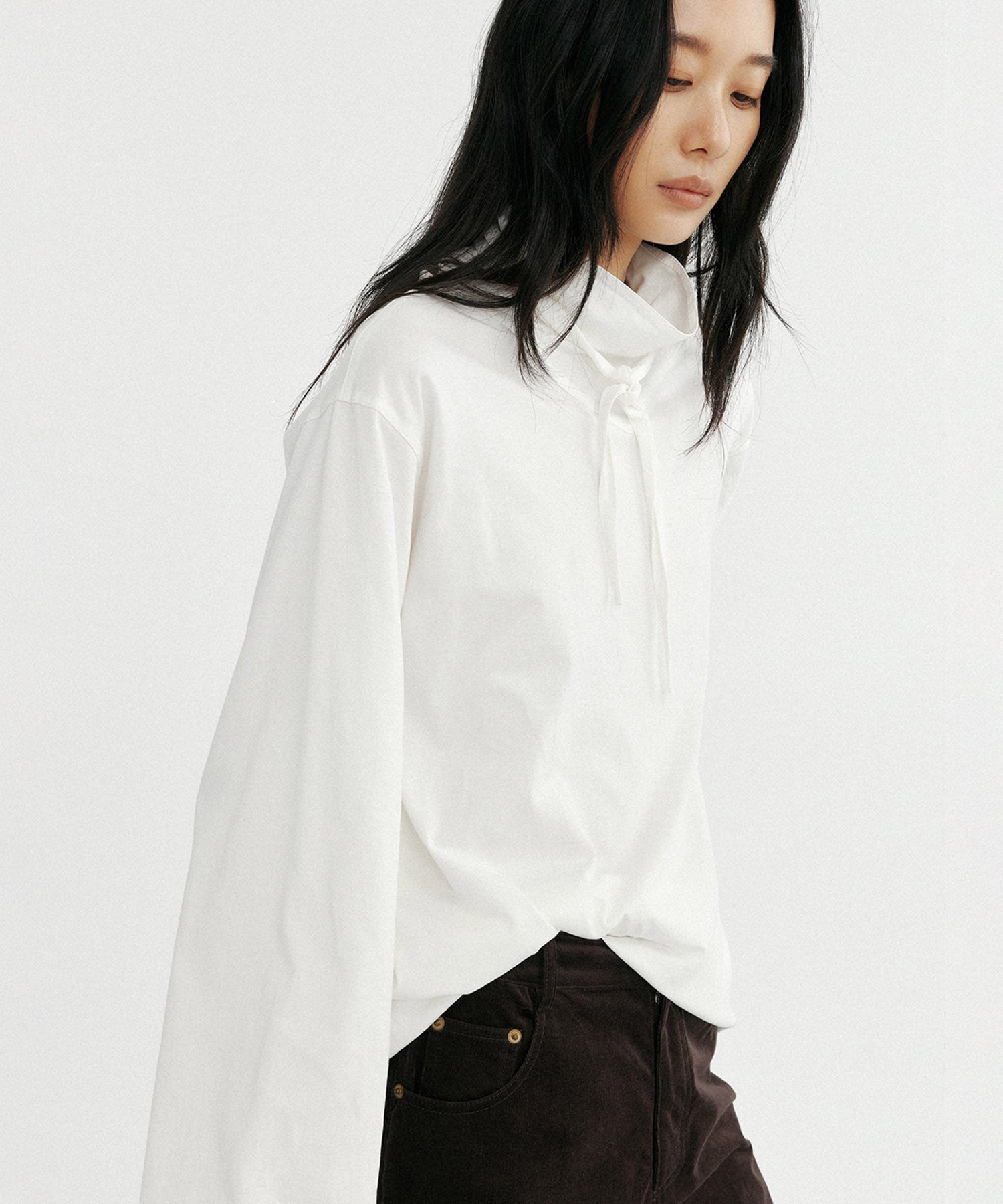 リボンカラープルオーバーカットソー