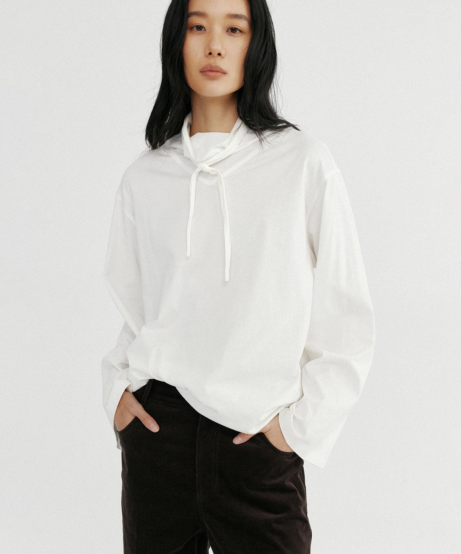 リボンカラープルオーバーカットソー