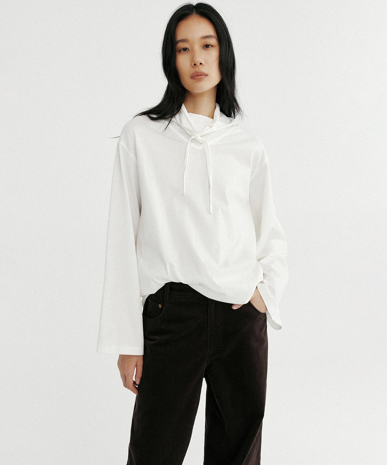 リボンカラープルオーバーカットソー