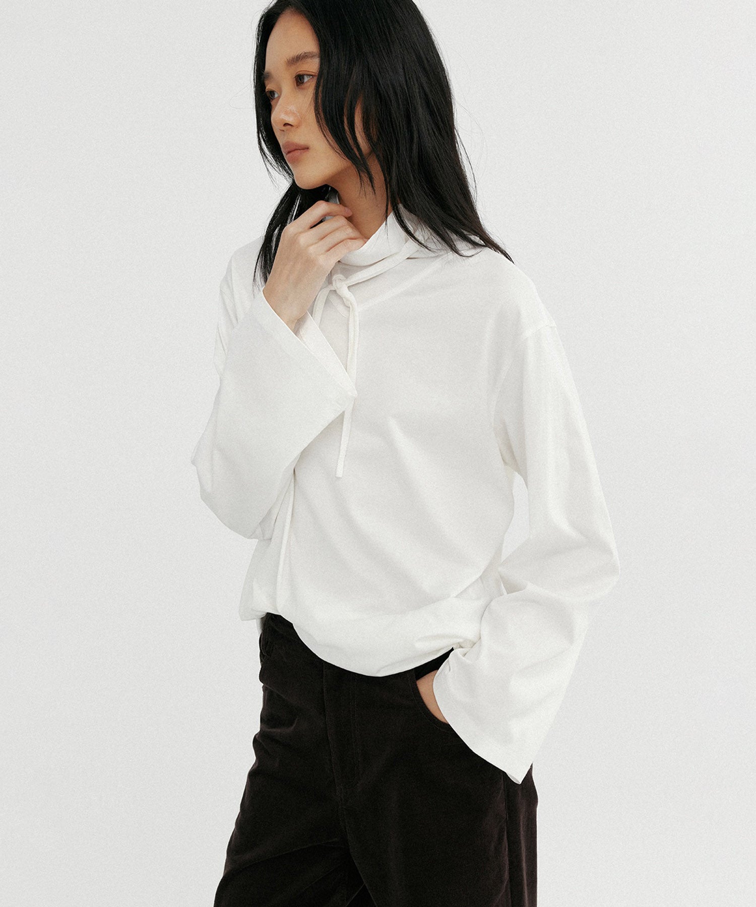 リボンカラープルオーバーカットソー