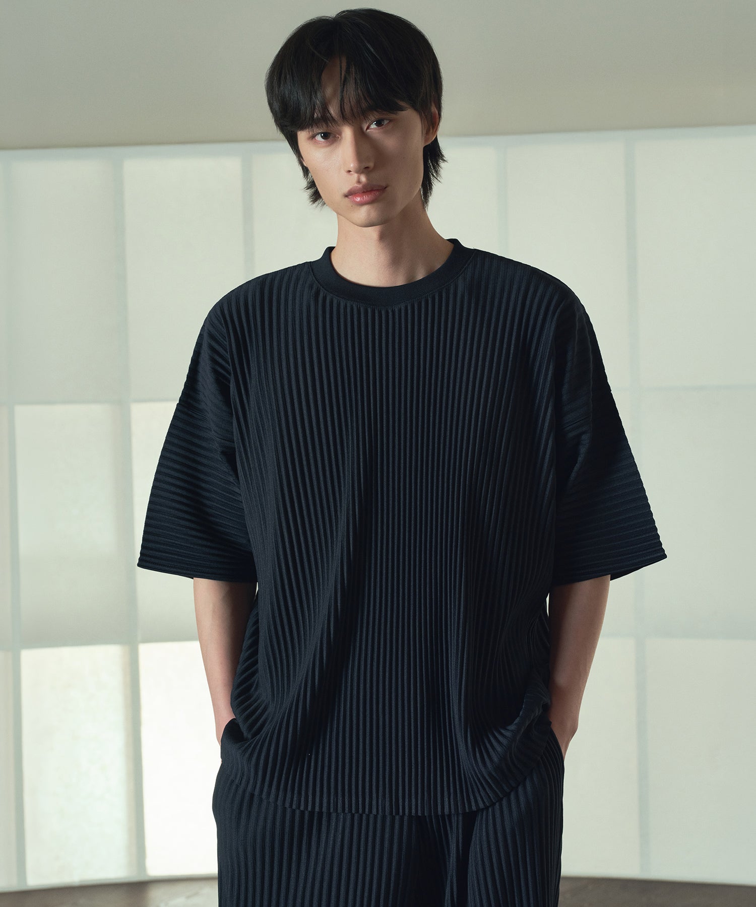 Yoyogi プリーツクルーネックTシャツ