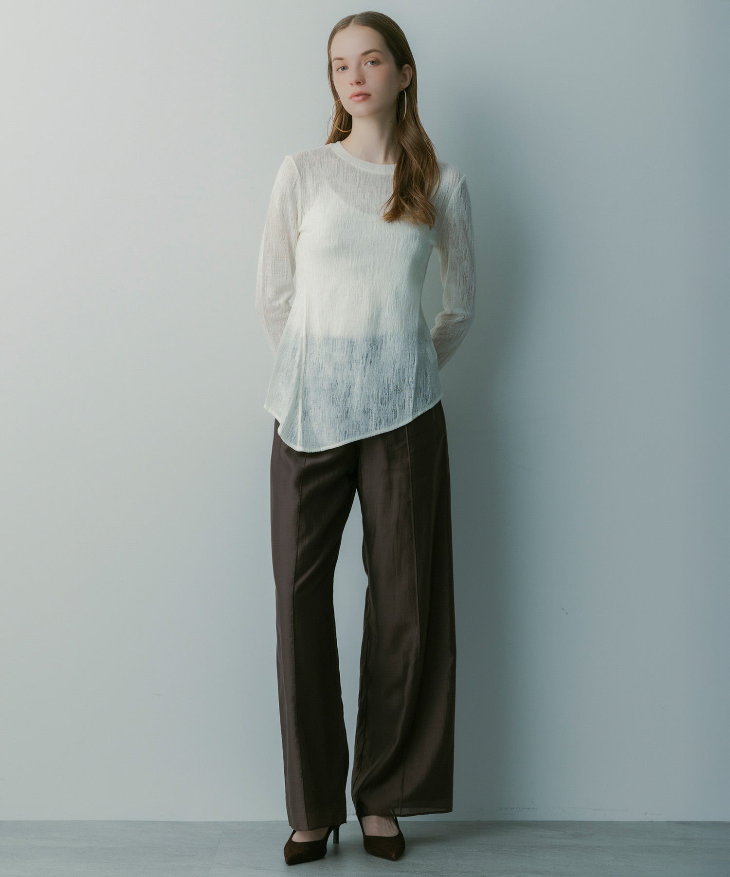 ウールブレンド シアートップス