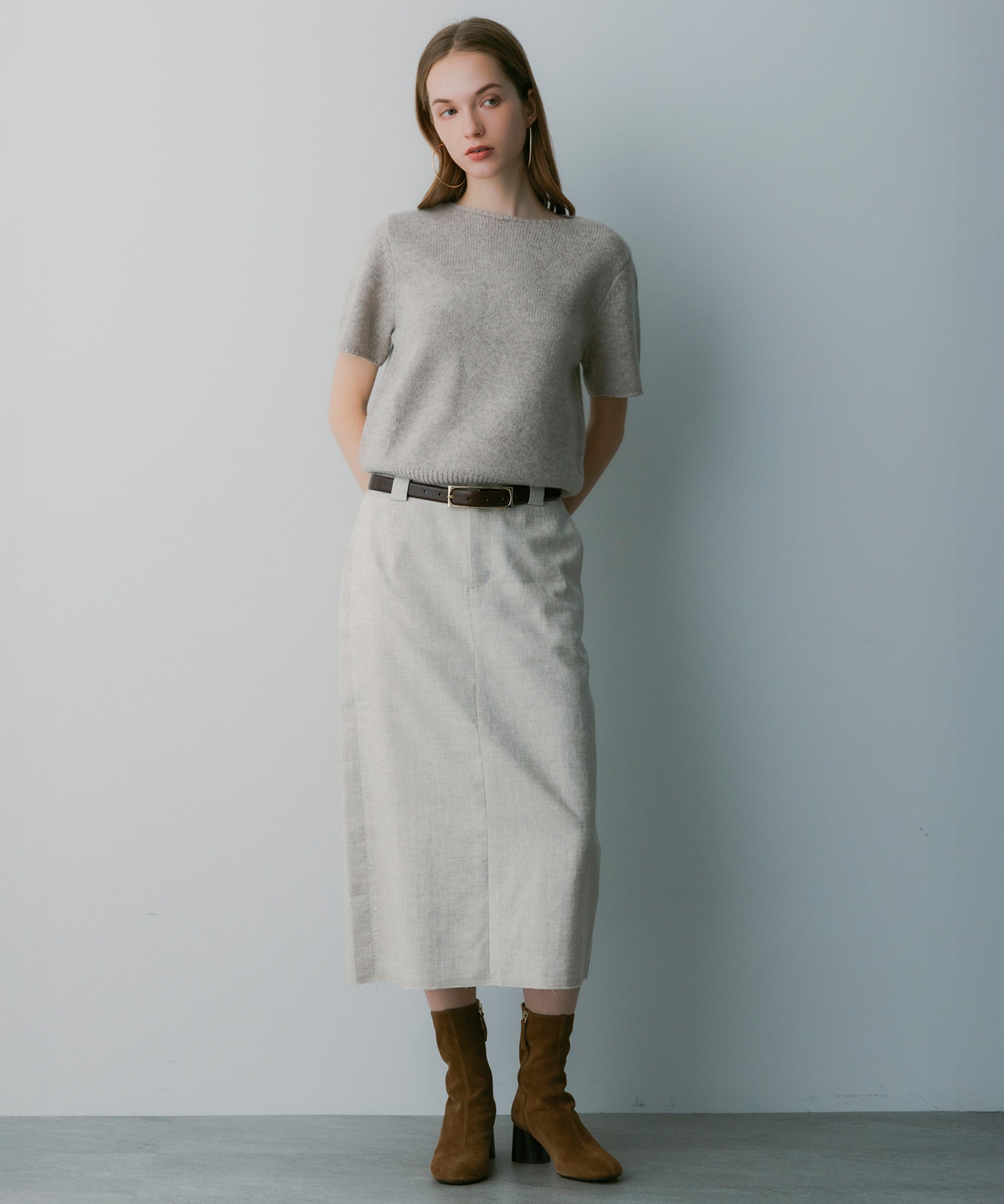 【3月中旬お届け予約商品】リネン タイトスカート