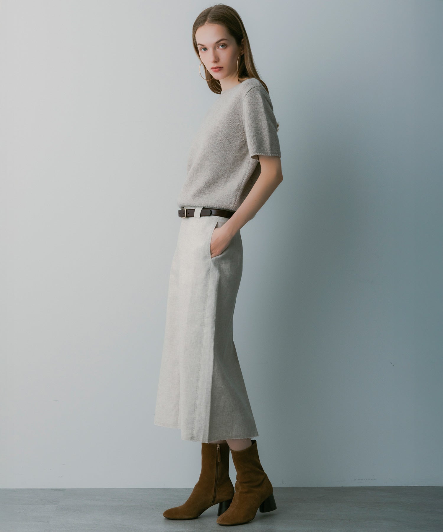 【3月中旬お届け予約商品】リネン タイトスカート