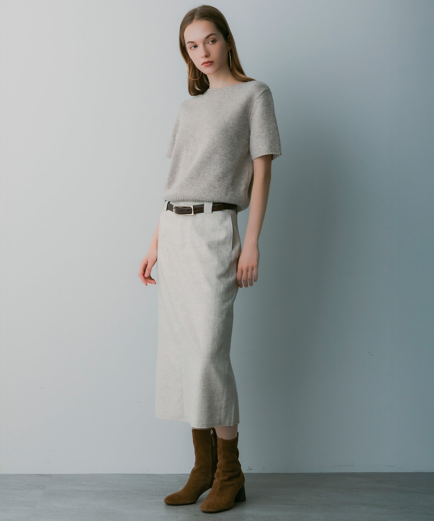【3月中旬お届け予約商品】リネン タイトスカート