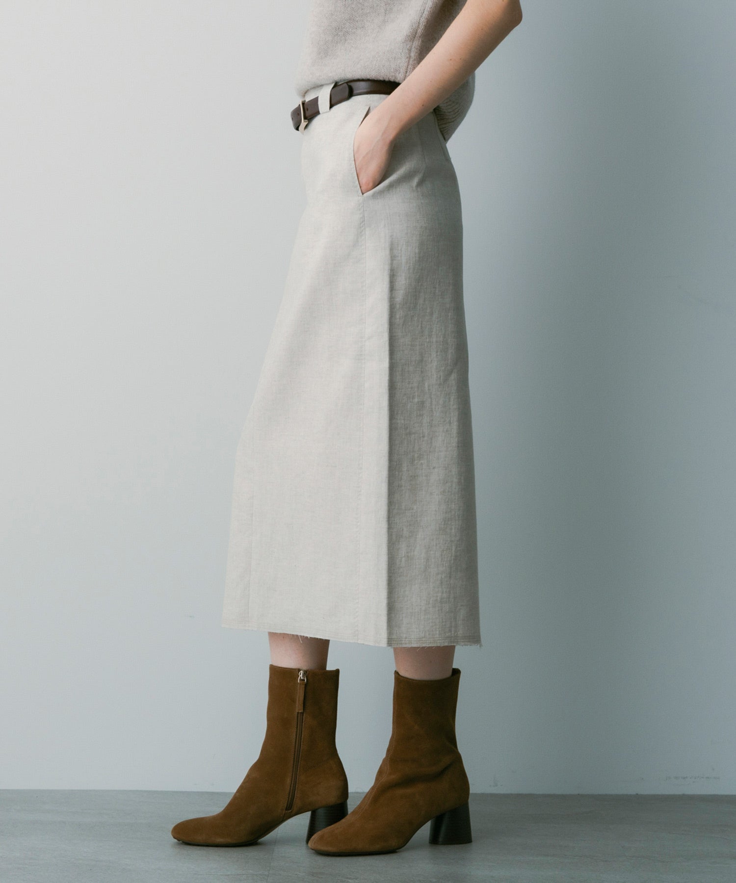 【3月中旬お届け予約商品】リネン タイトスカート