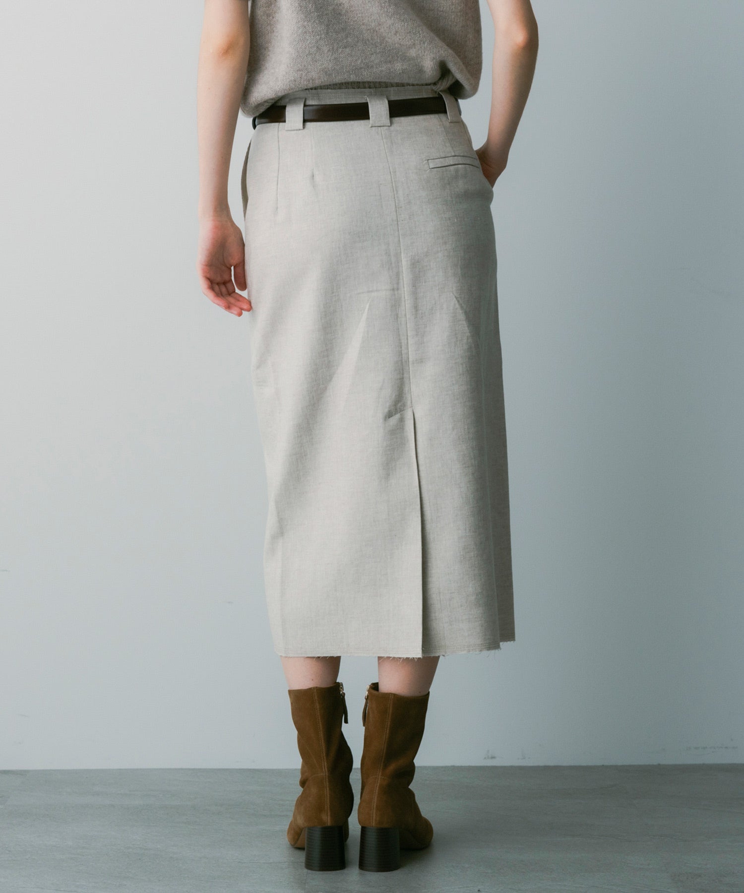 【3月中旬お届け予約商品】リネン タイトスカート