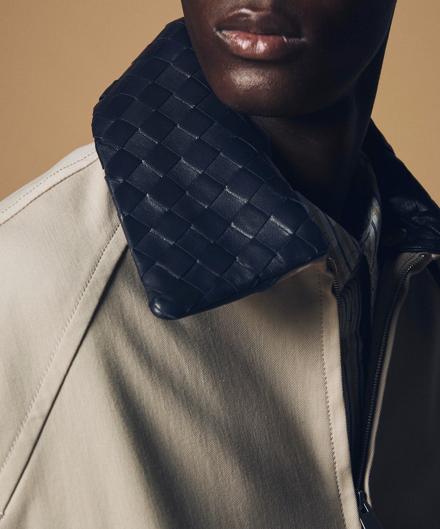 【12月上旬お届け予約商品】編み革襟リラックスブルゾンジャケット