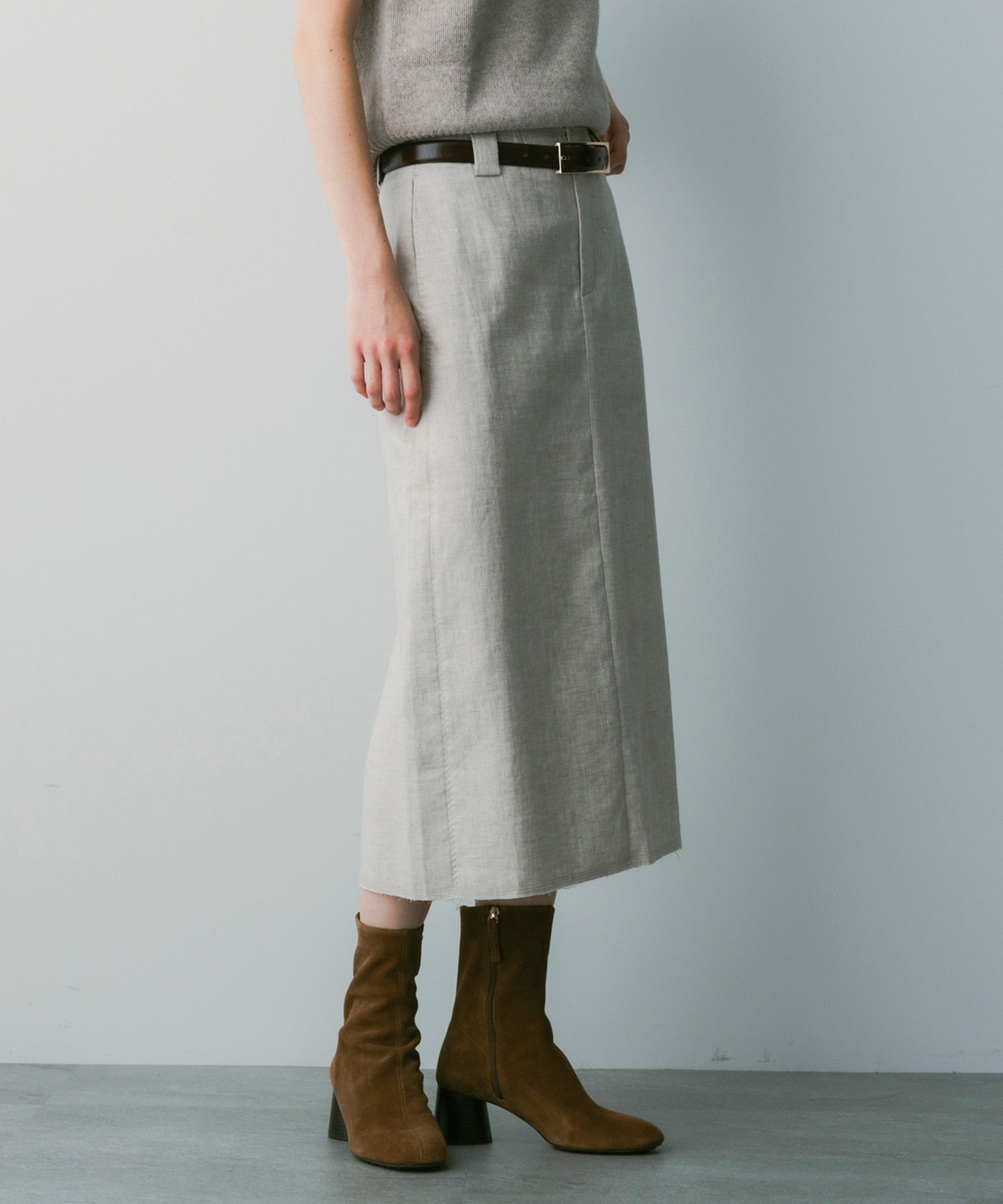 【3月中旬お届け予約商品】リネン タイトスカート