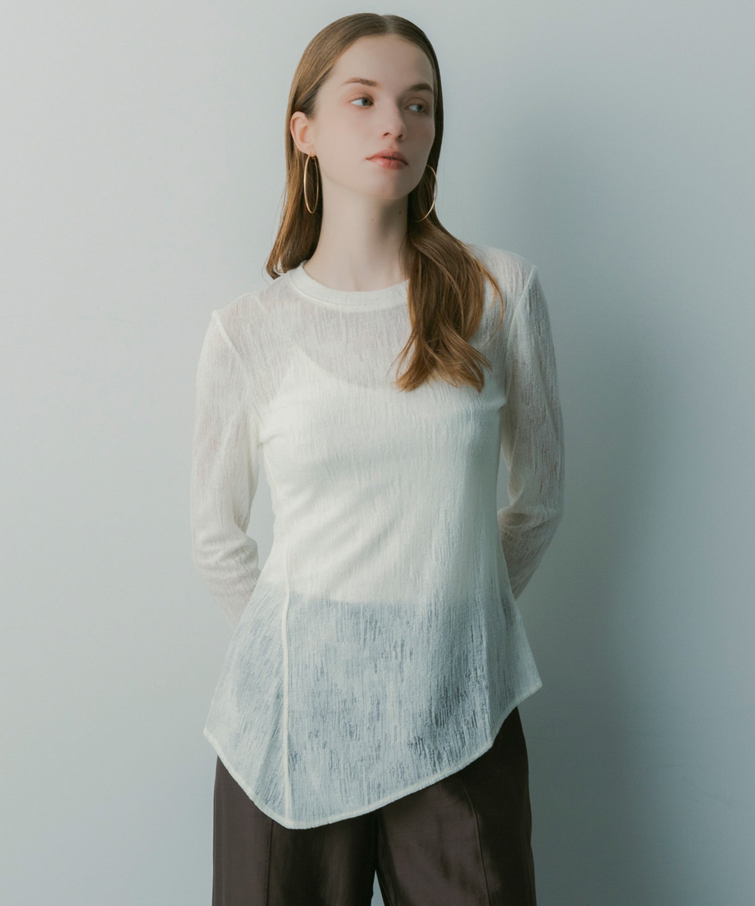 ウールブレンド シアートップス