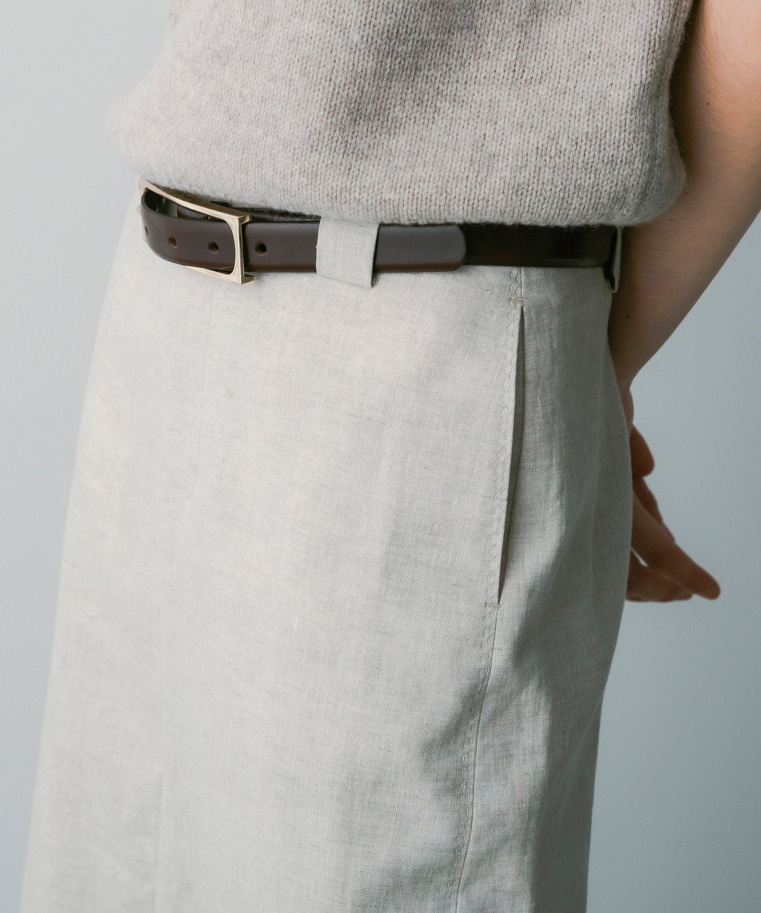 【3月中旬お届け予約商品】リネン タイトスカート