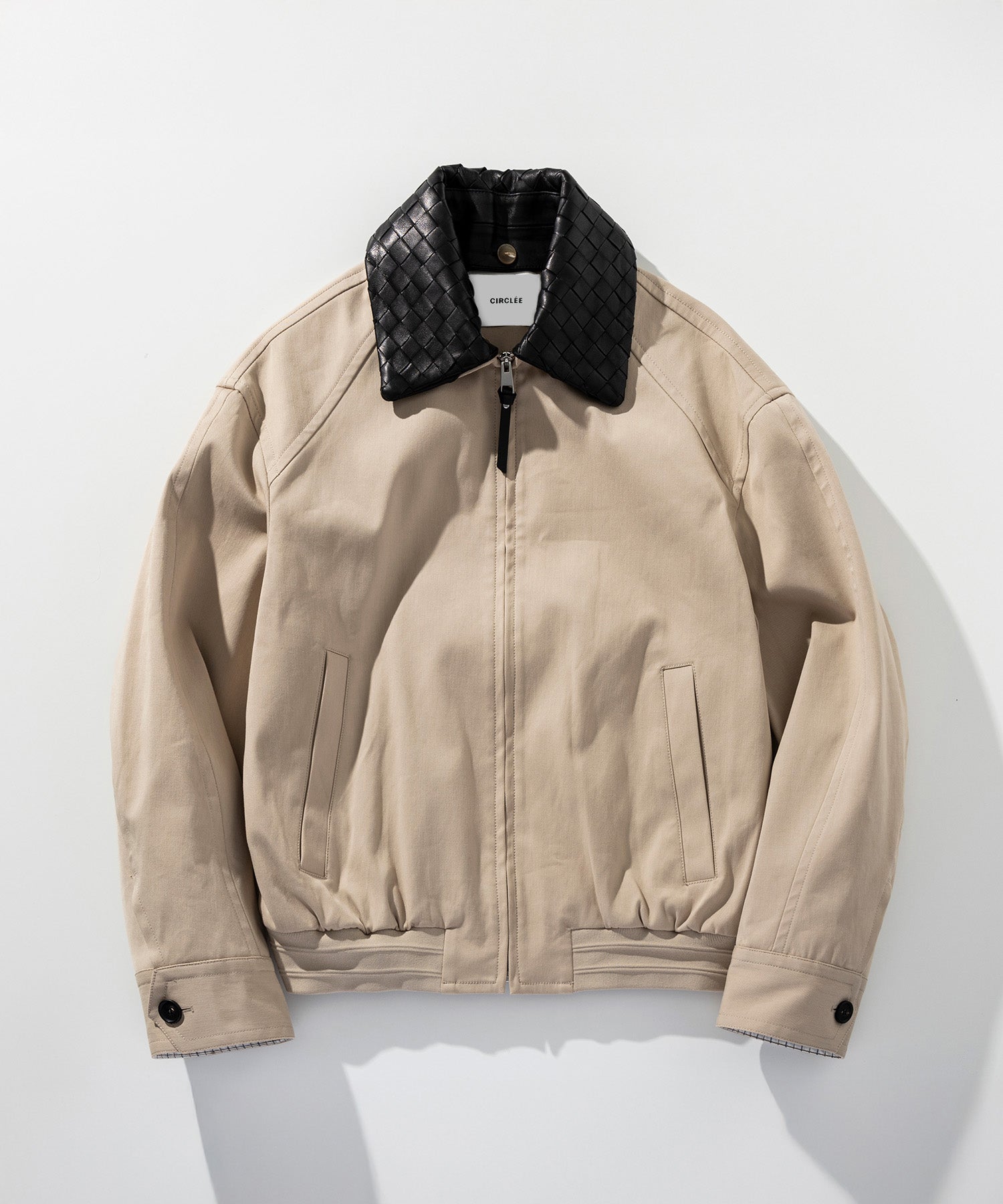 編み革襟リラックスブルゾンジャケット