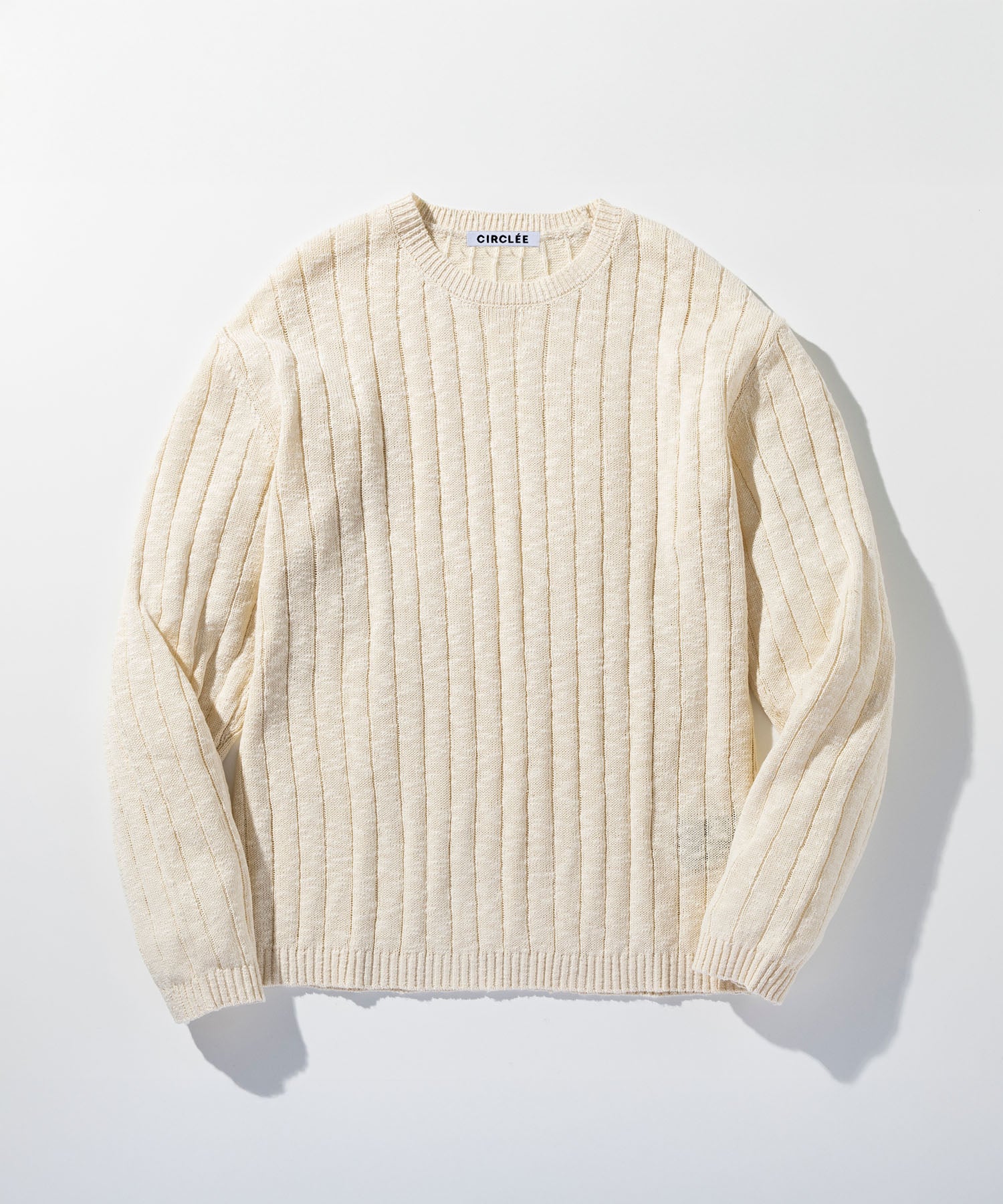 畦編みクルーネックセーター