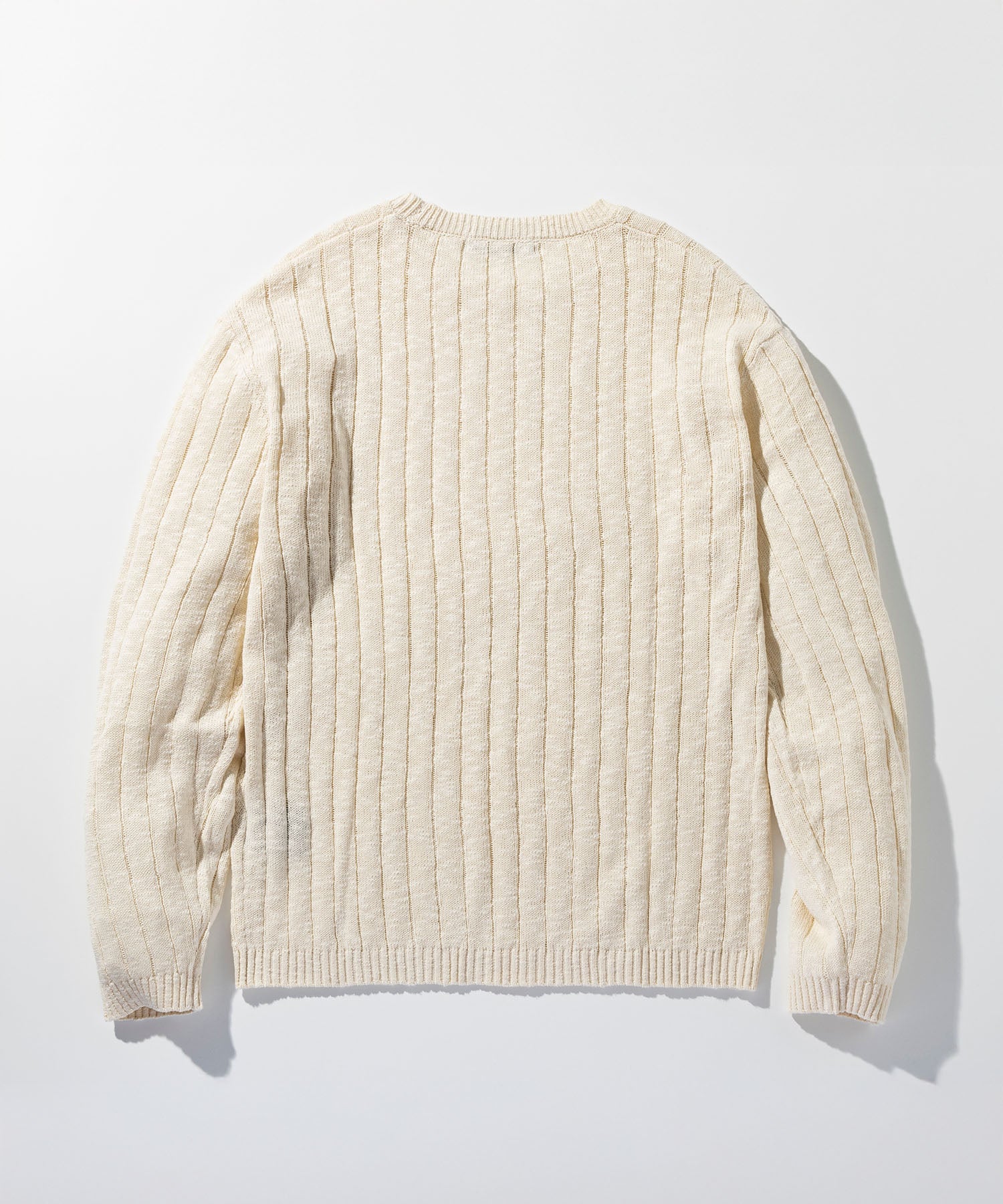 畦編みクルーネックセーター