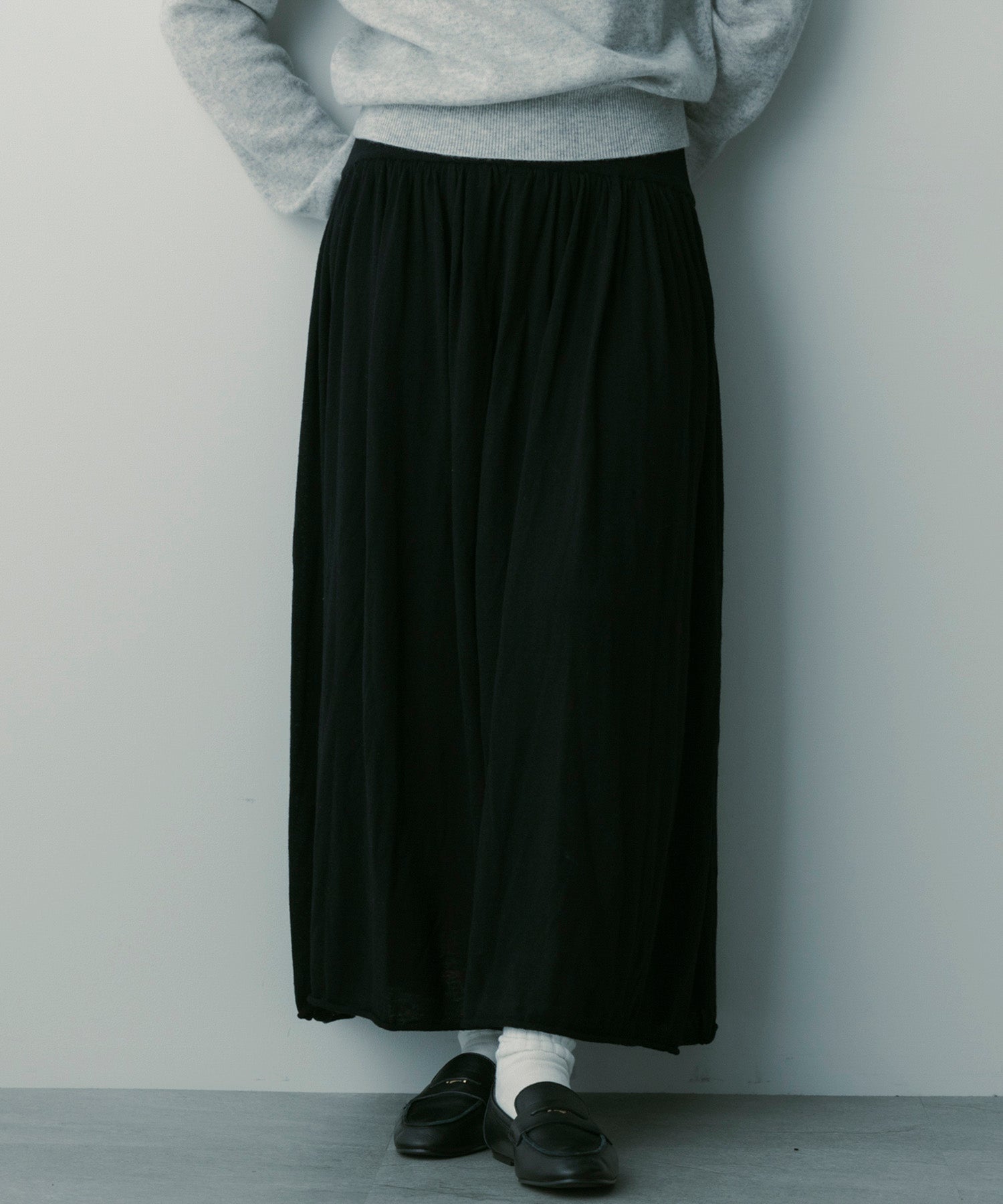 ウールブレンド ギャザースカート