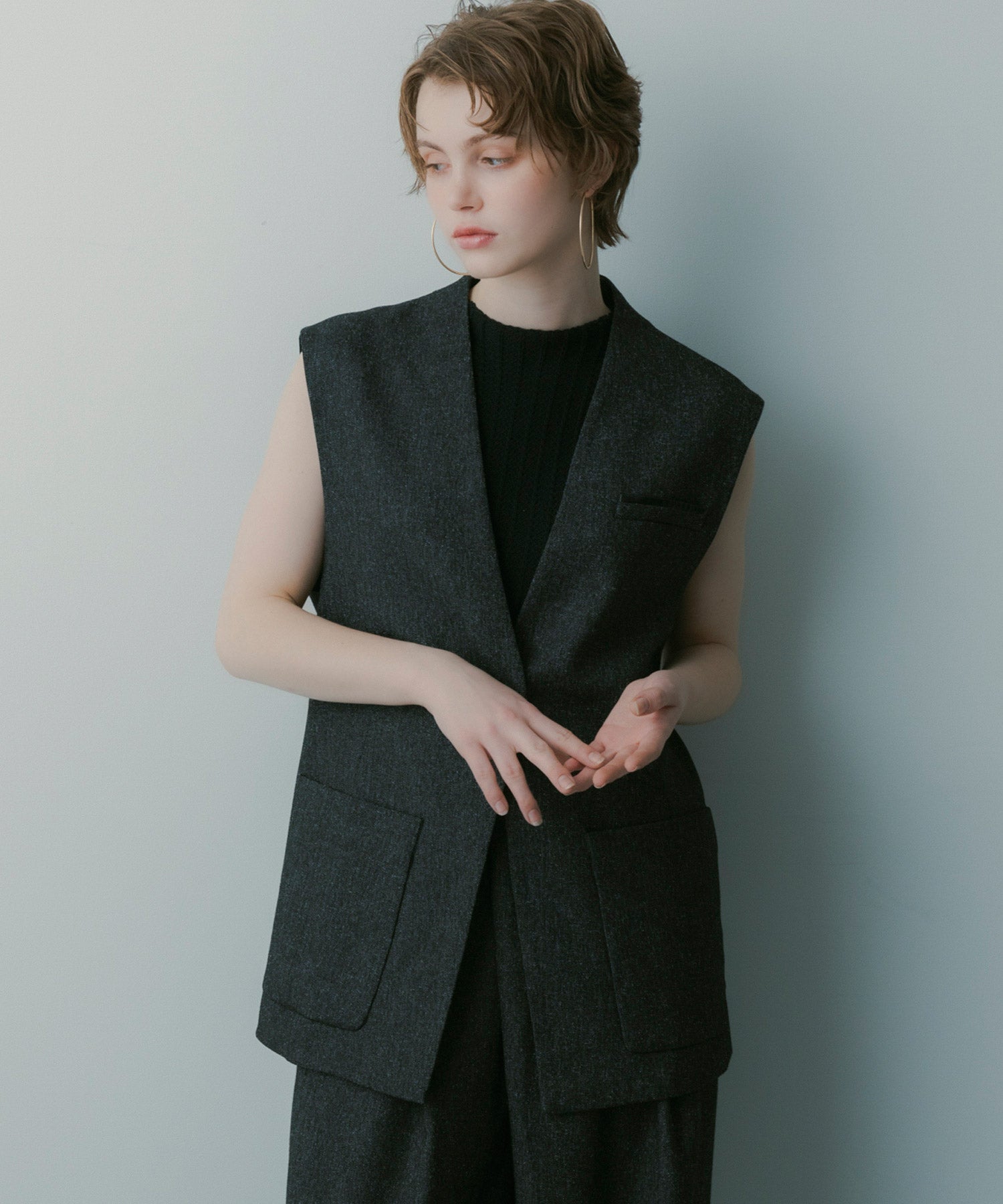 オーバーサイズ スウィッチングジレ