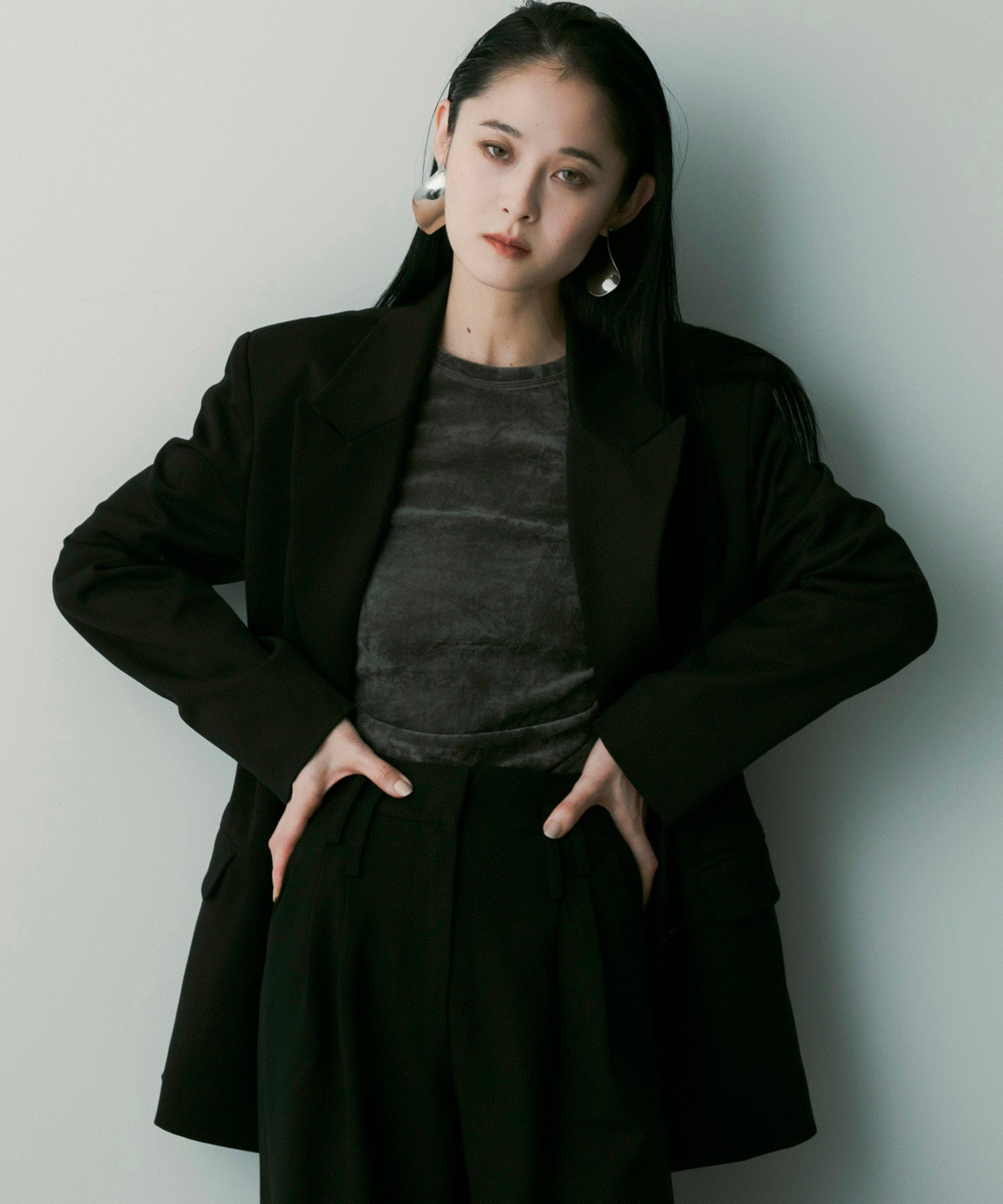 ウールブレンド ピークドラペルジャケット