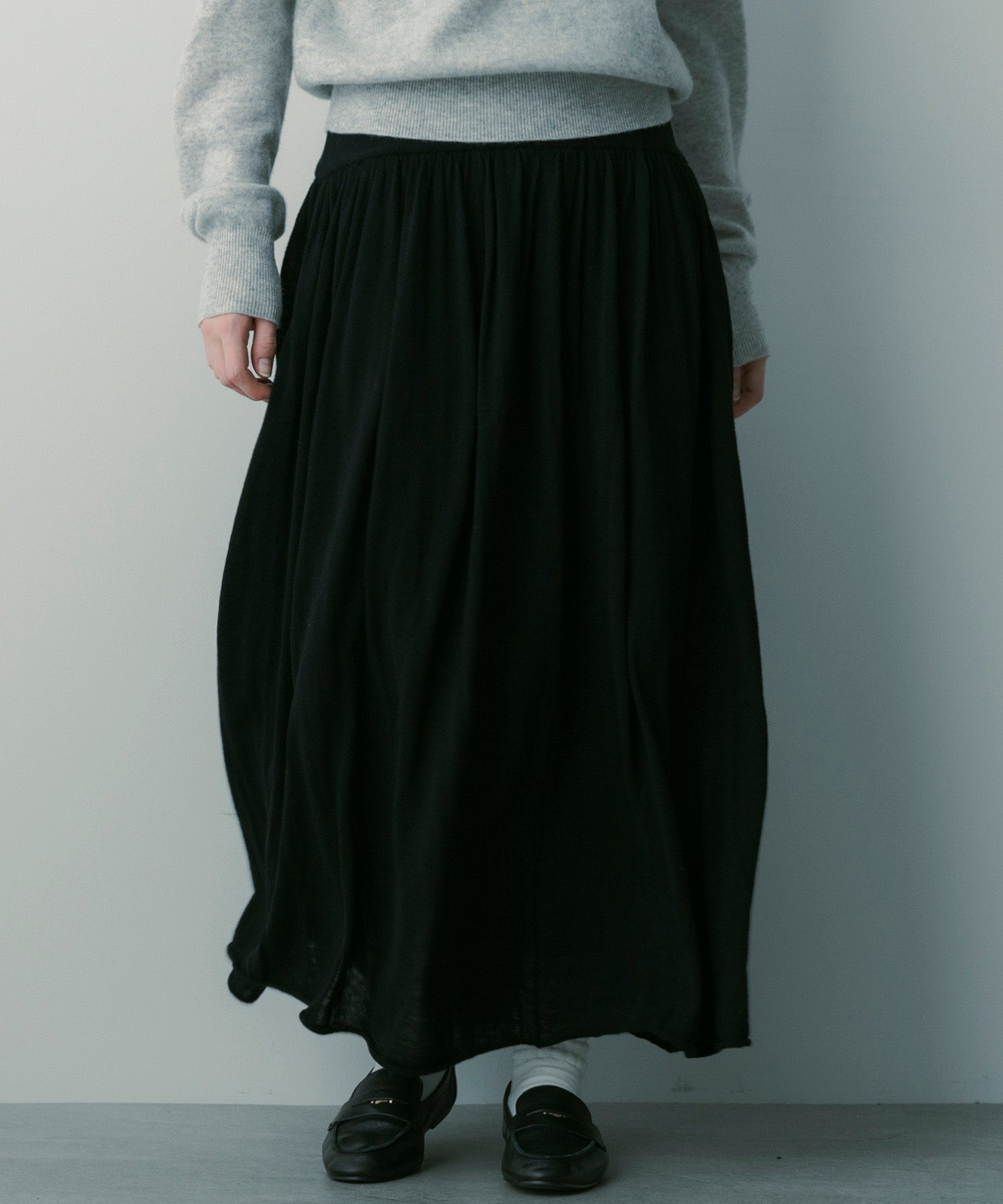 ウールブレンド ギャザースカート