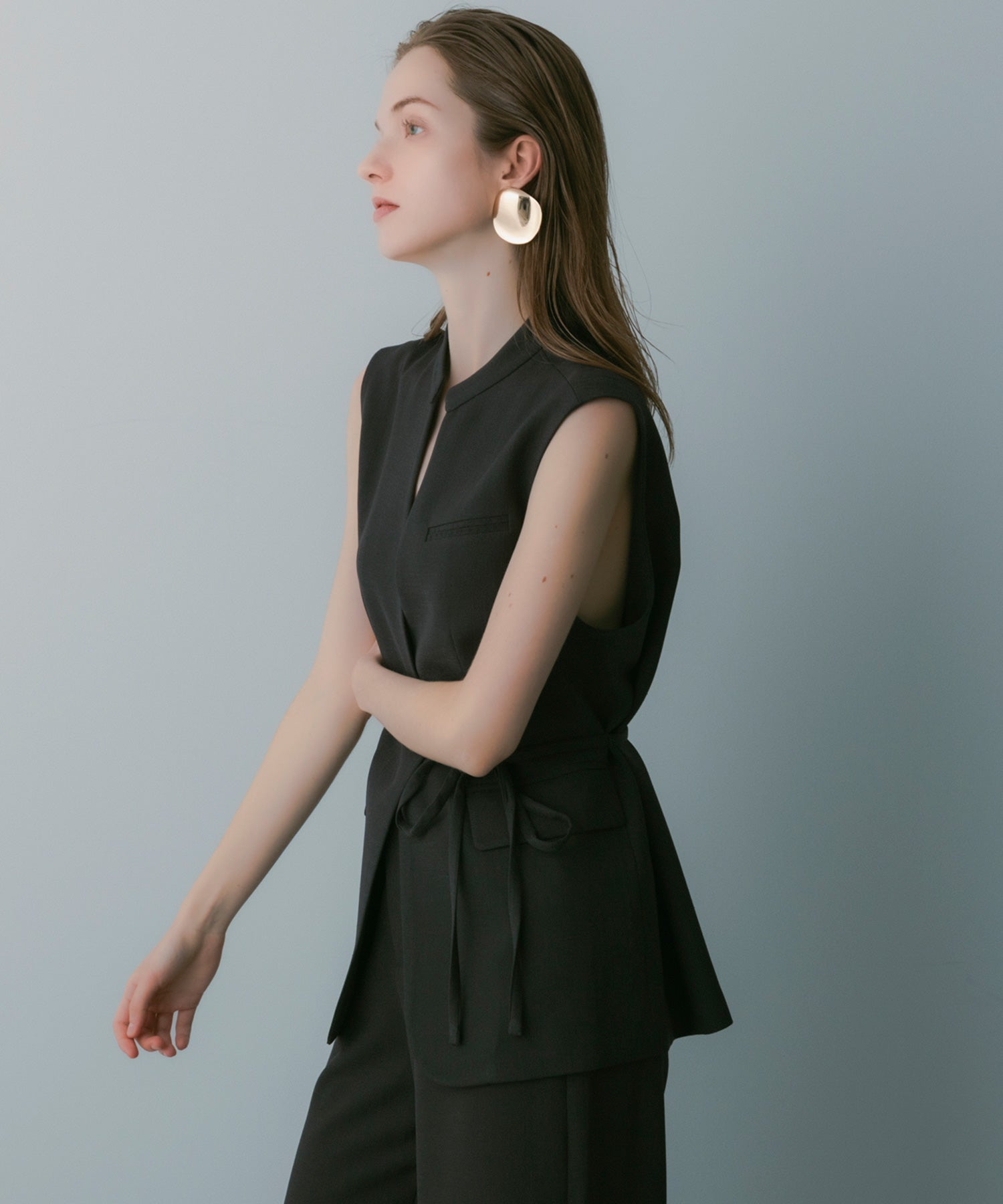 【3月中旬お届け予約商品】スタンドカラー ジレ