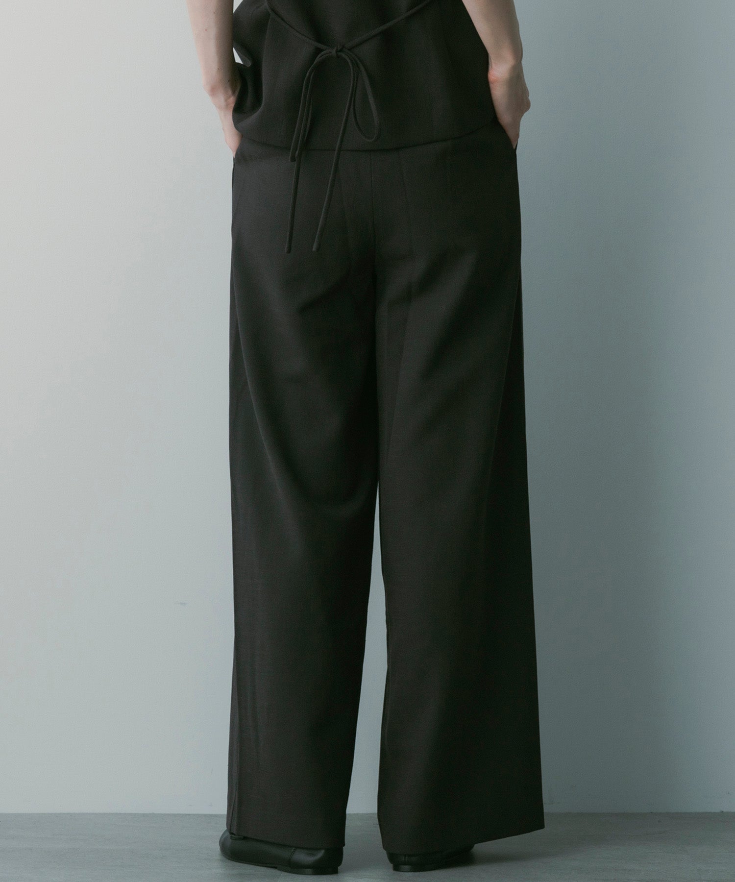 【3月中旬お届け予約商品】ハイウエスト ワイドスラックス