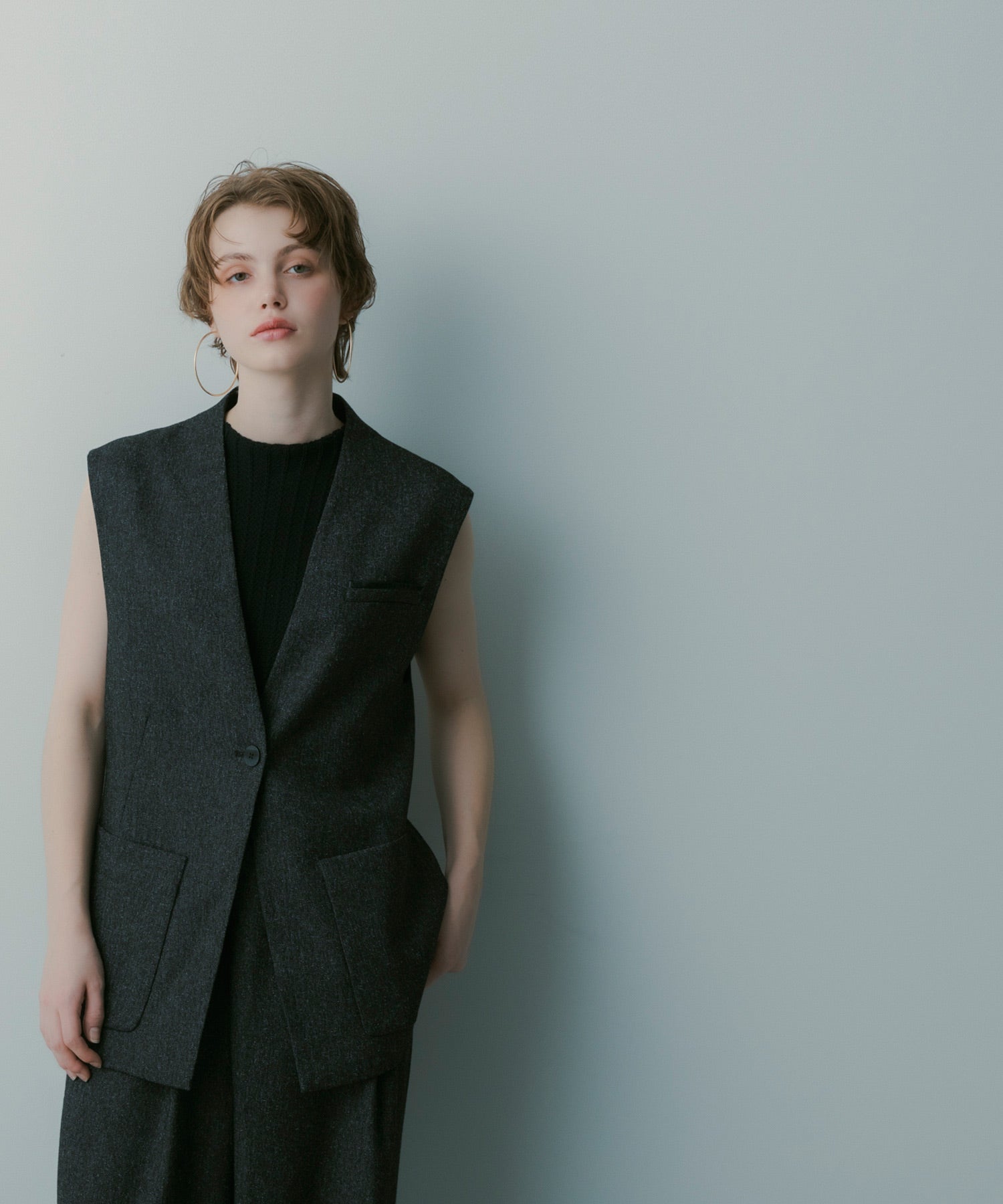 オーバーサイズ スウィッチングジレ