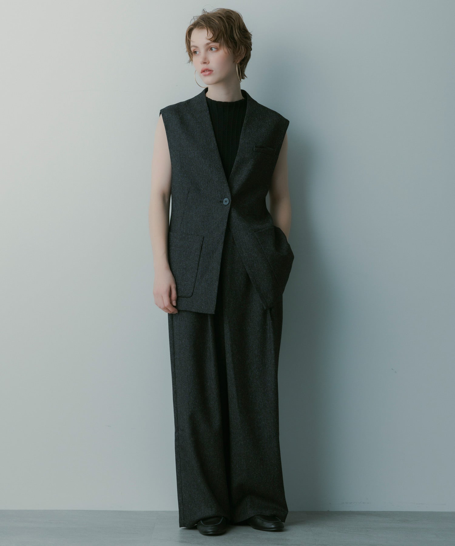 オーバーサイズ スウィッチングジレ