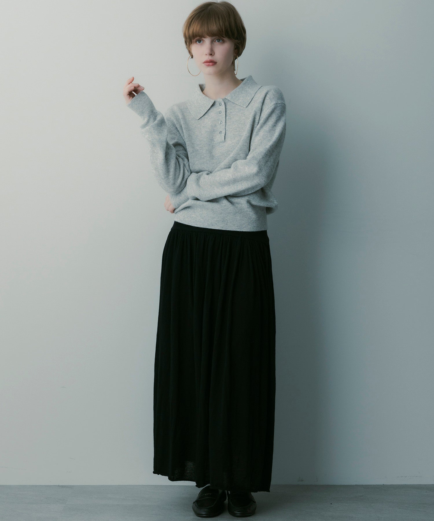 ウールブレンド ギャザースカート