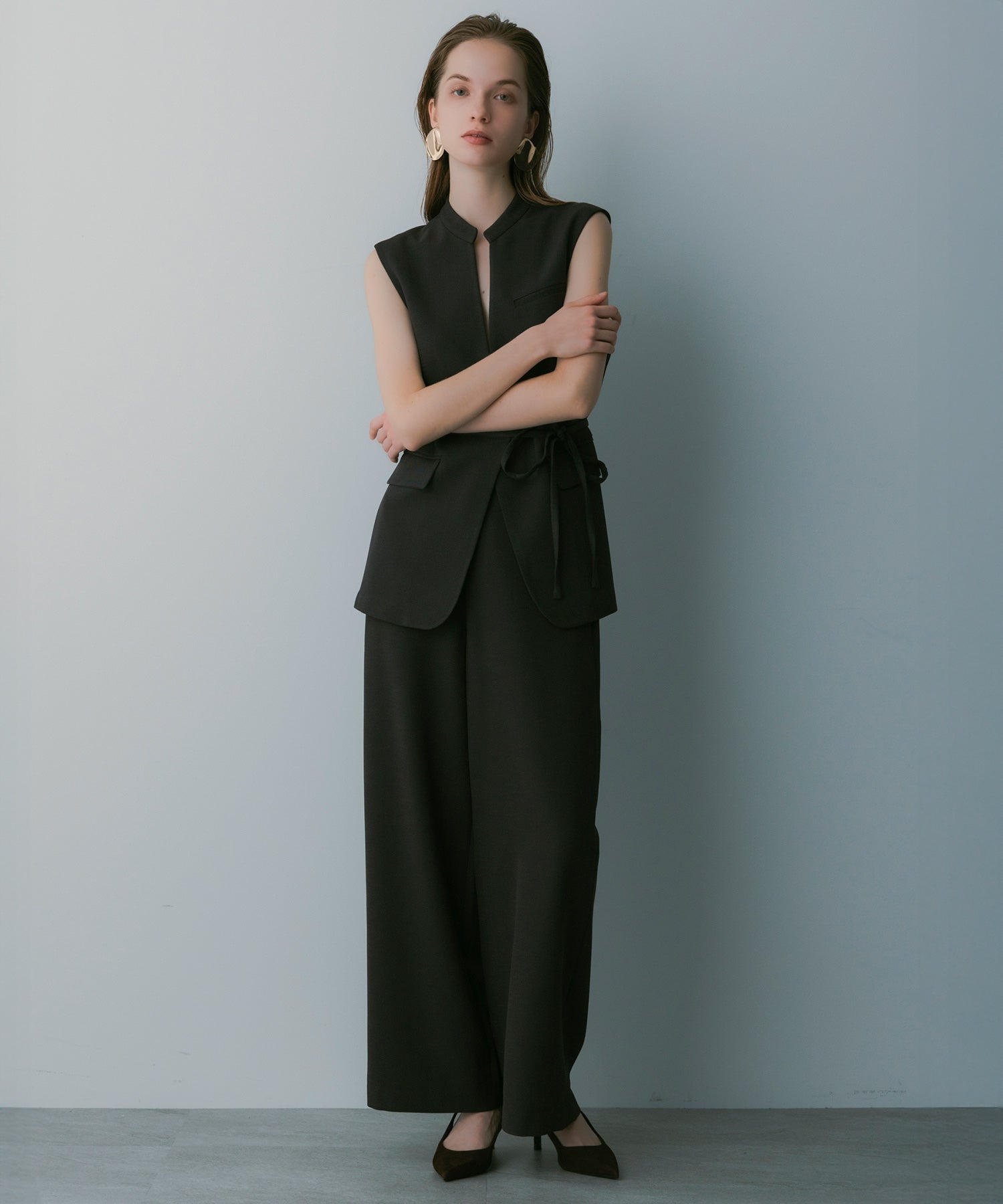 【3月中旬お届け予約商品】スタンドカラー ジレ